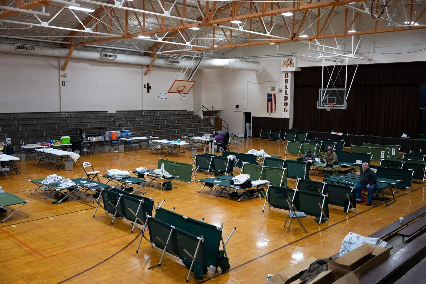 Efter ordre om evakuering er der blevet oprettet et center, hvor borgere i East Palestine kan søge tilflugt. Dustin Franz/Ritzau Scanpix