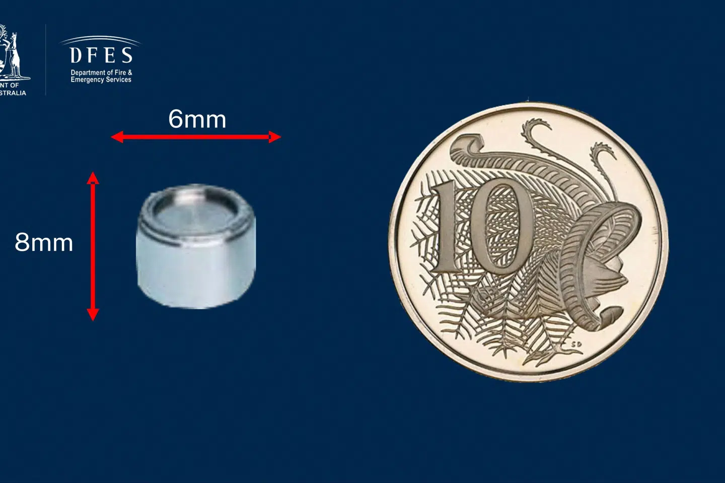 Her ses en illustrations af kapslen sammenlignet med størrelsen på en australsk 10-cent. Stringer/Reuters