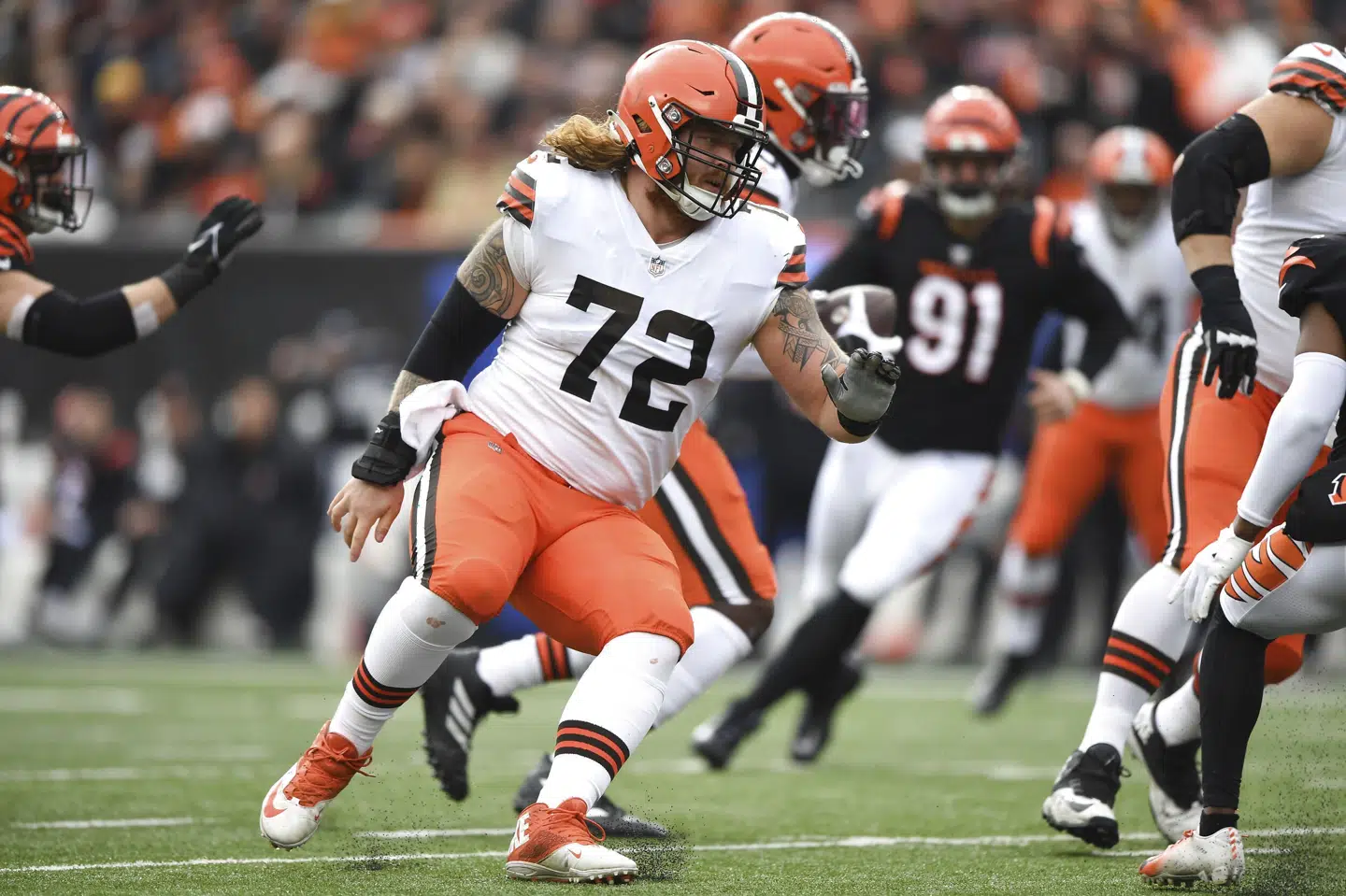 Hjalte Froholdt startede seks kampe på den offensive linje for Cleveland Browns i den forgangne sæson. (Arkivfoto). Emilee Chinn/Ritzau Scanpix