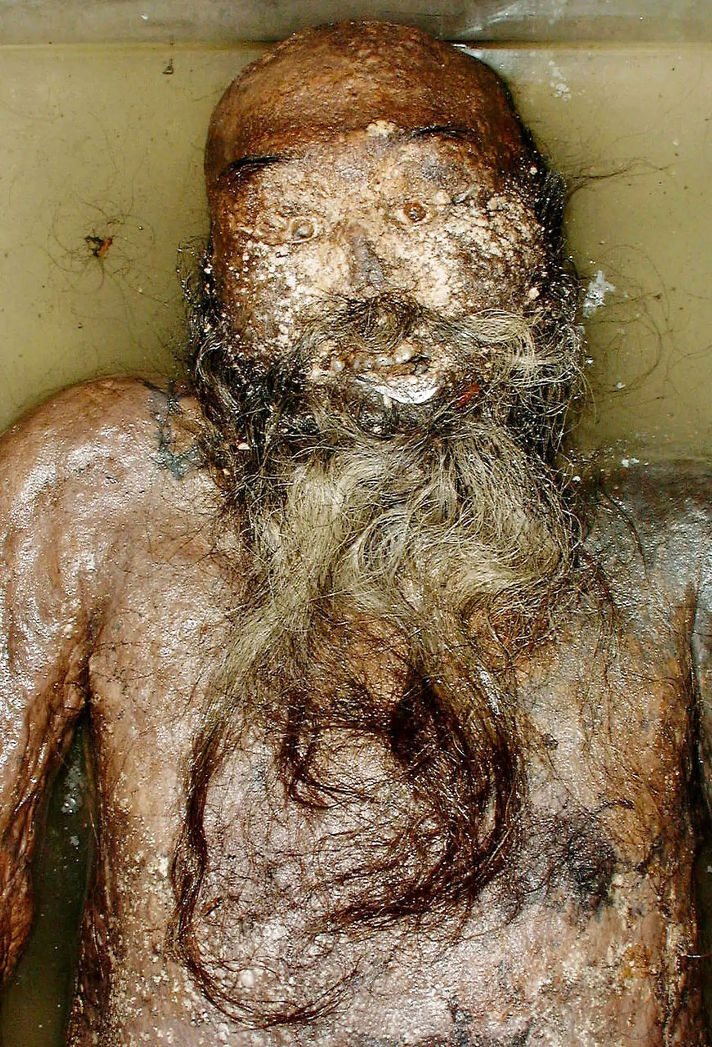 Den velbevarede krop fra en kinesisk mand blev fundet under en byggeplads i Nanjing i 2001.