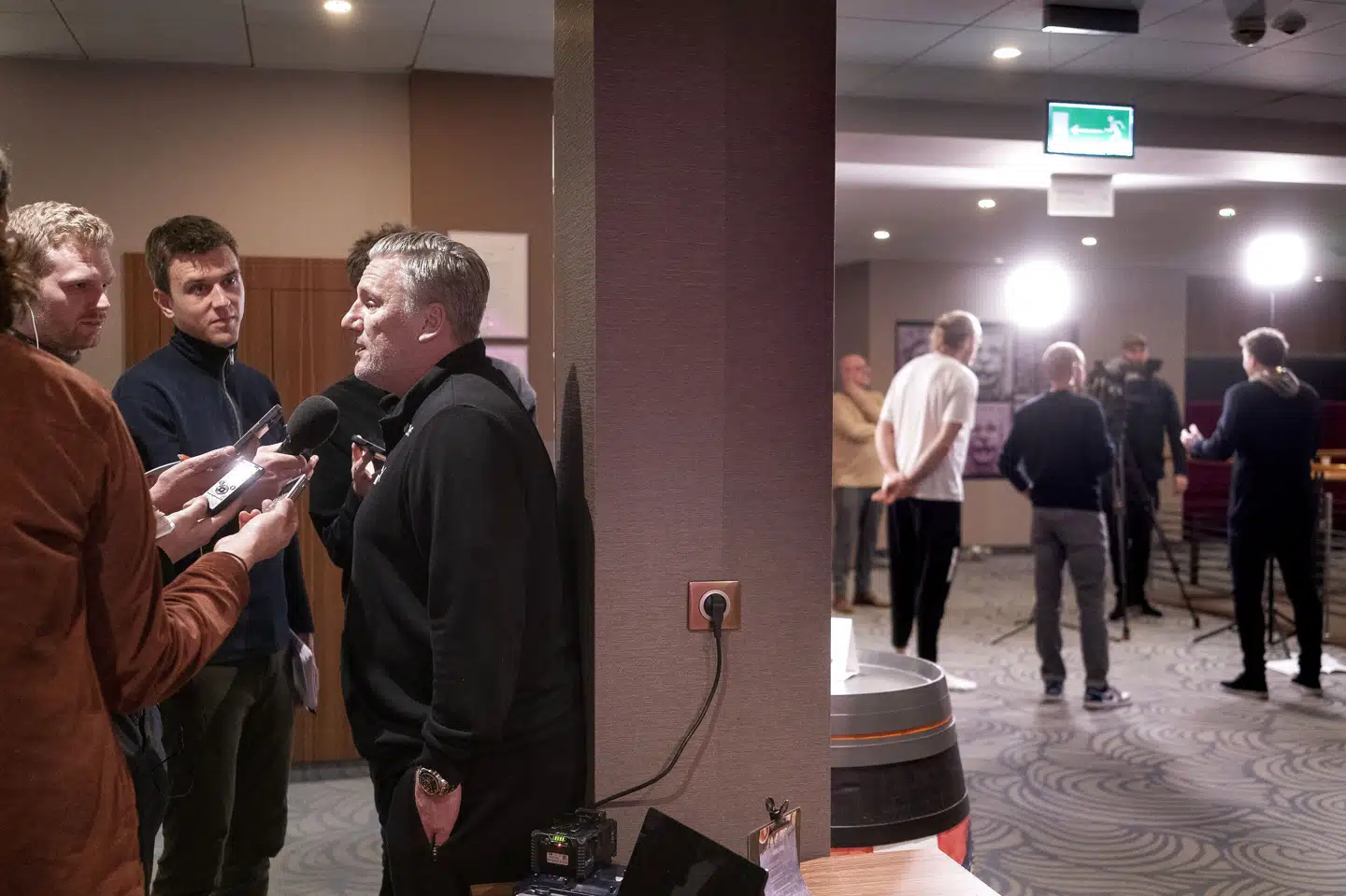 Nikolaj Jacobsen har under VM dagligt stillet sig til rådighed for pressen. Det var også tilfældet torsdag i Gdansk. Liselotte Sabroe/Ritzau Scanpix