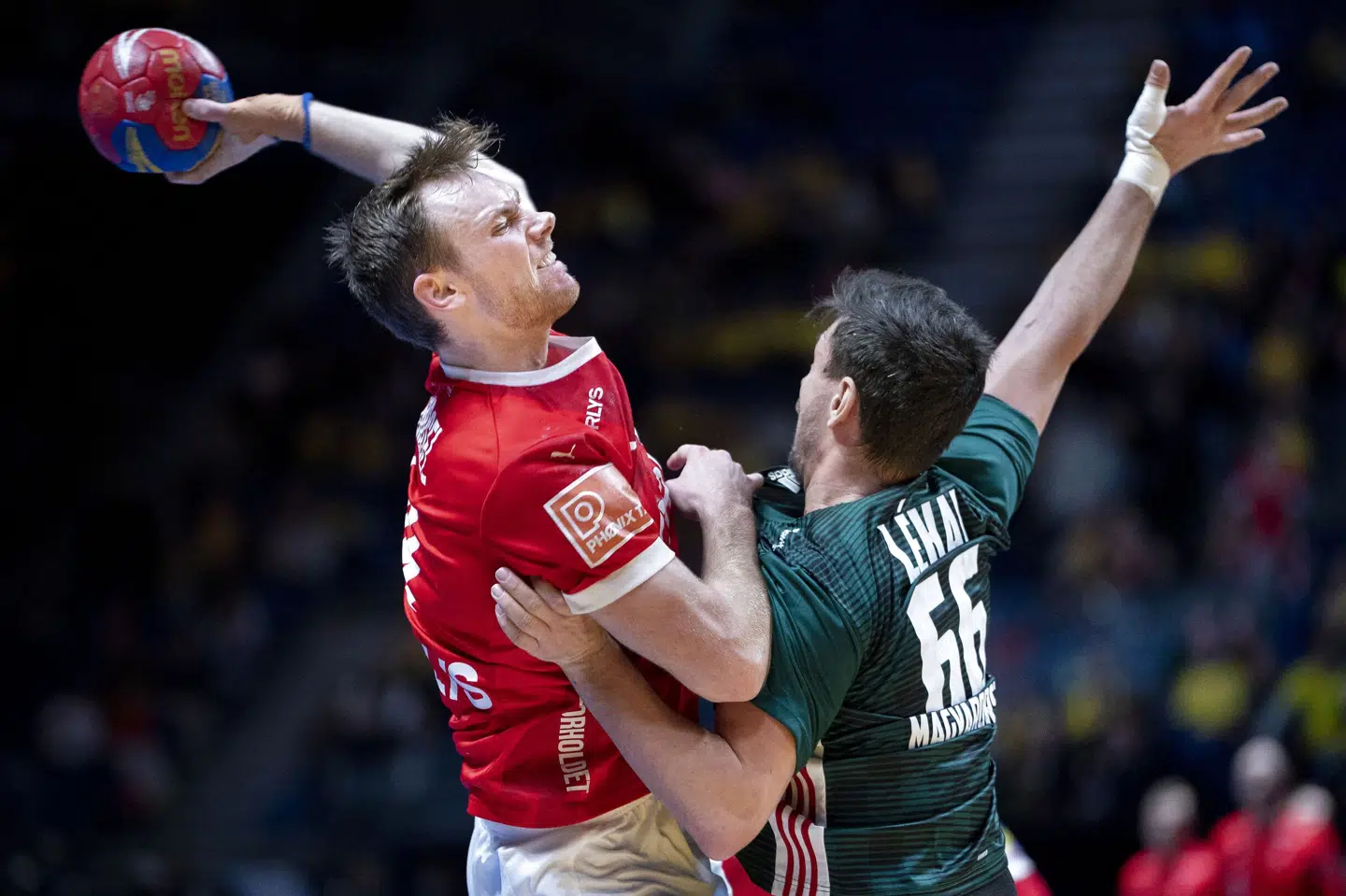 Den danske bagspiller Mathias Gidsel (til venstre) var helt ustyrlig i storsejren over Ungarn ved VM. Liselotte Sabroe/Ritzau Scanpix