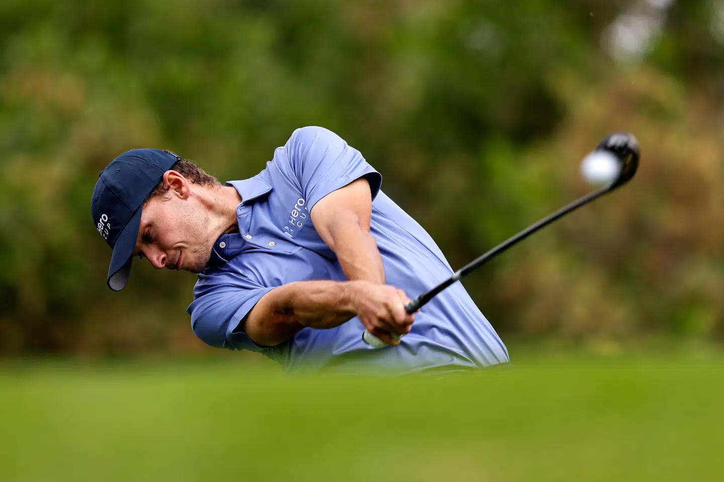 Nicolai Højgaard vandt søndag sin duel mod Seamus Power og sluttede med 3,5 ud af 4 point for det kontinentaleuropæiske hold. Ali Haider/Ritzau Scanpix