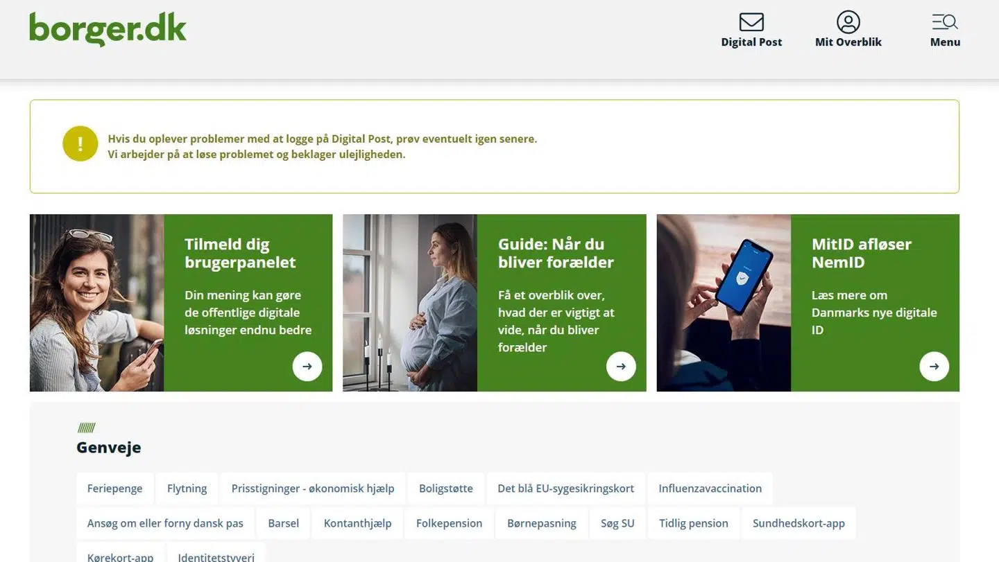 Sådan ser borger.dk ud netop nu.