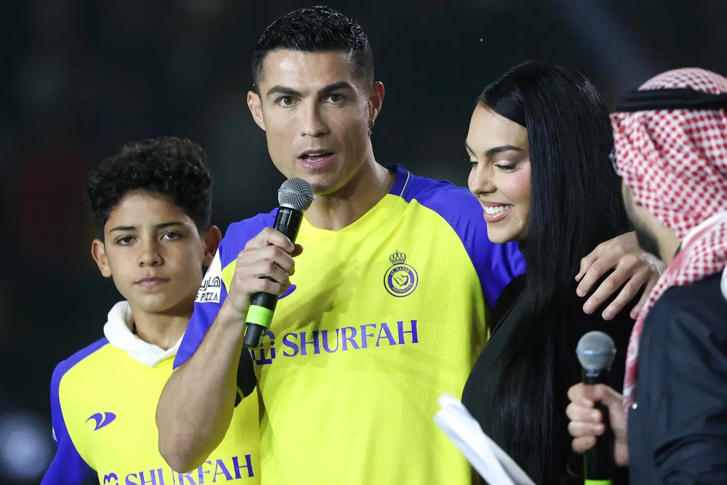 Cristiano Ronaldo blev tirsdag præsenteret på Al Nassrs hjemmebane i Saudi-Arabiens hovedstad, Riyadh. Fayez Nureldine/Ritzau Scanpix