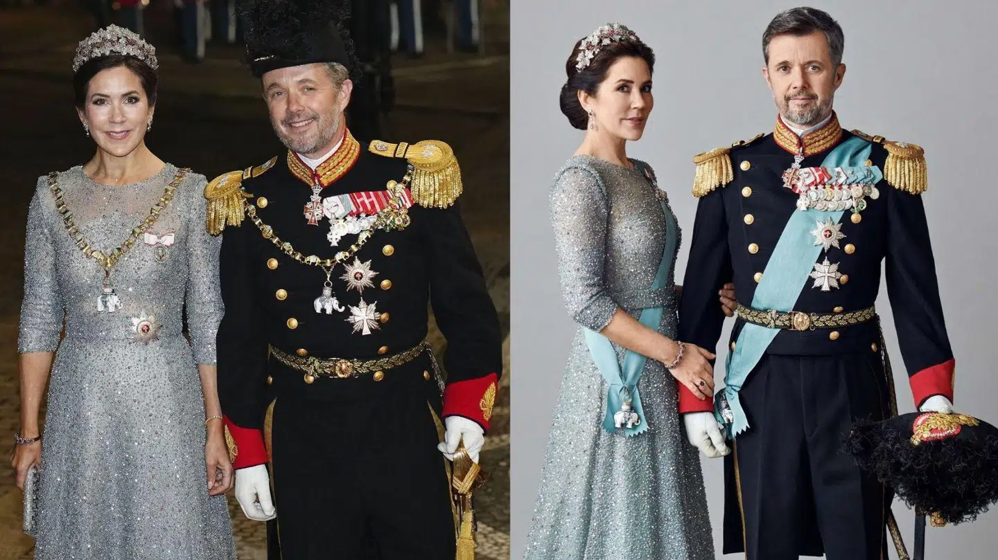 Kronprinsesse Mary har før gjort sig bemærket for at genbruge sit tøj. Senest var til Dronningens nytårstaffel 1. januar 2023, hvor hun havde taget samme kjole på, som hun bar på gallaportrætterne i anledningen af hendes 50 års fødselsdag i februar. (Foto: Ritzau Scanpix & Kongehuset)
