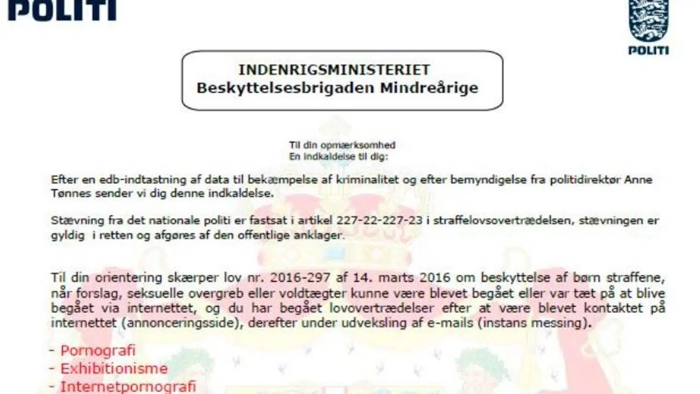 Politiet har delt et billede af den falske mail. Foto: Nordjyllands Politi