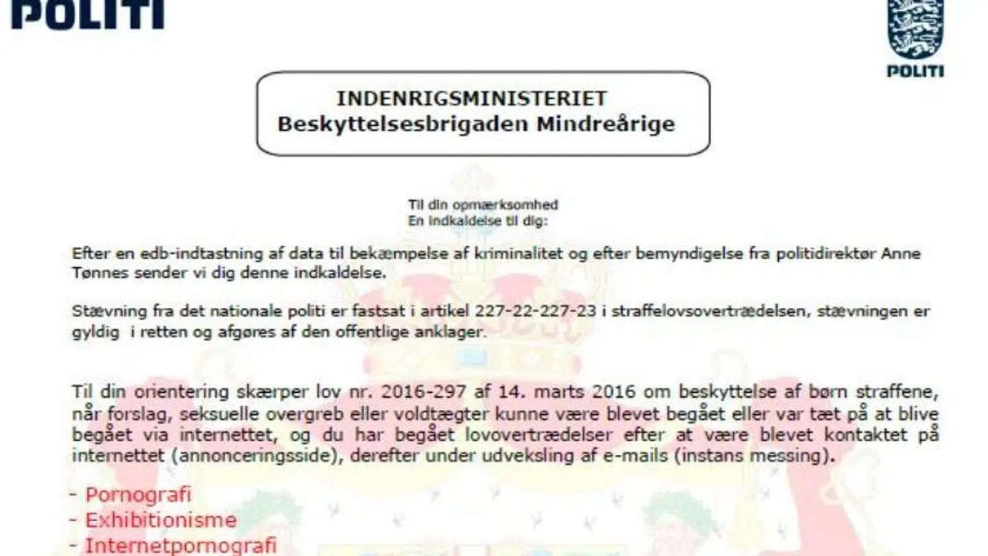 Politiet har delt et billede af den falske mail. Foto: Nordjyllands Politi