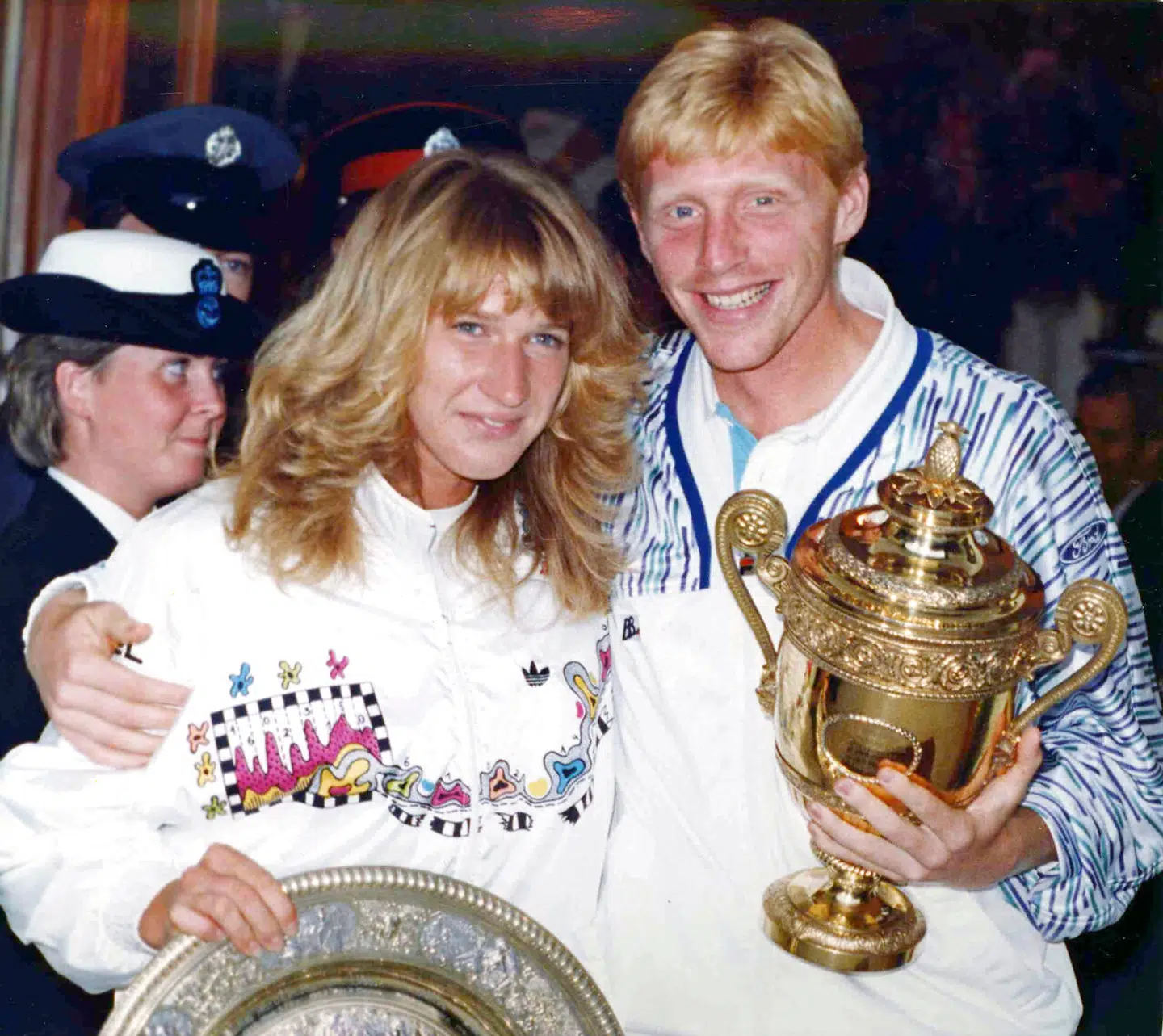 Bedre dage. Boris Becker med Steffi Graf efter at begge havde vundet Wimbledon-titlen i 1989.