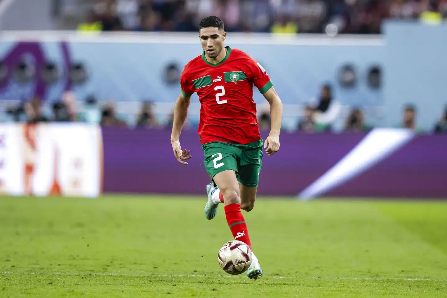 Achraf Hakimi er blandt de største profiler hos Marokko, der som det første afrikanske land nåede semifinalen ved et VM. Tom Weller/Ritzau Scanpix