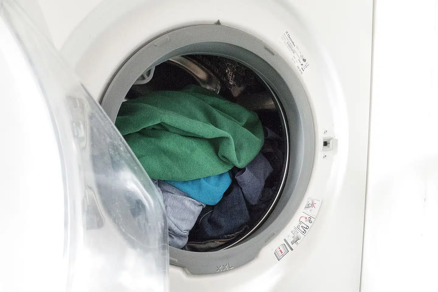 Vaskemaskine med vasketøj den 23. januar 2019. Vibeke Toft/Ritzau Scanpix