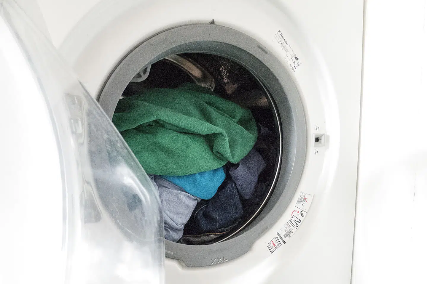 Vaskemaskine med vasketøj den 23. januar 2019. Vibeke Toft/Ritzau Scanpix