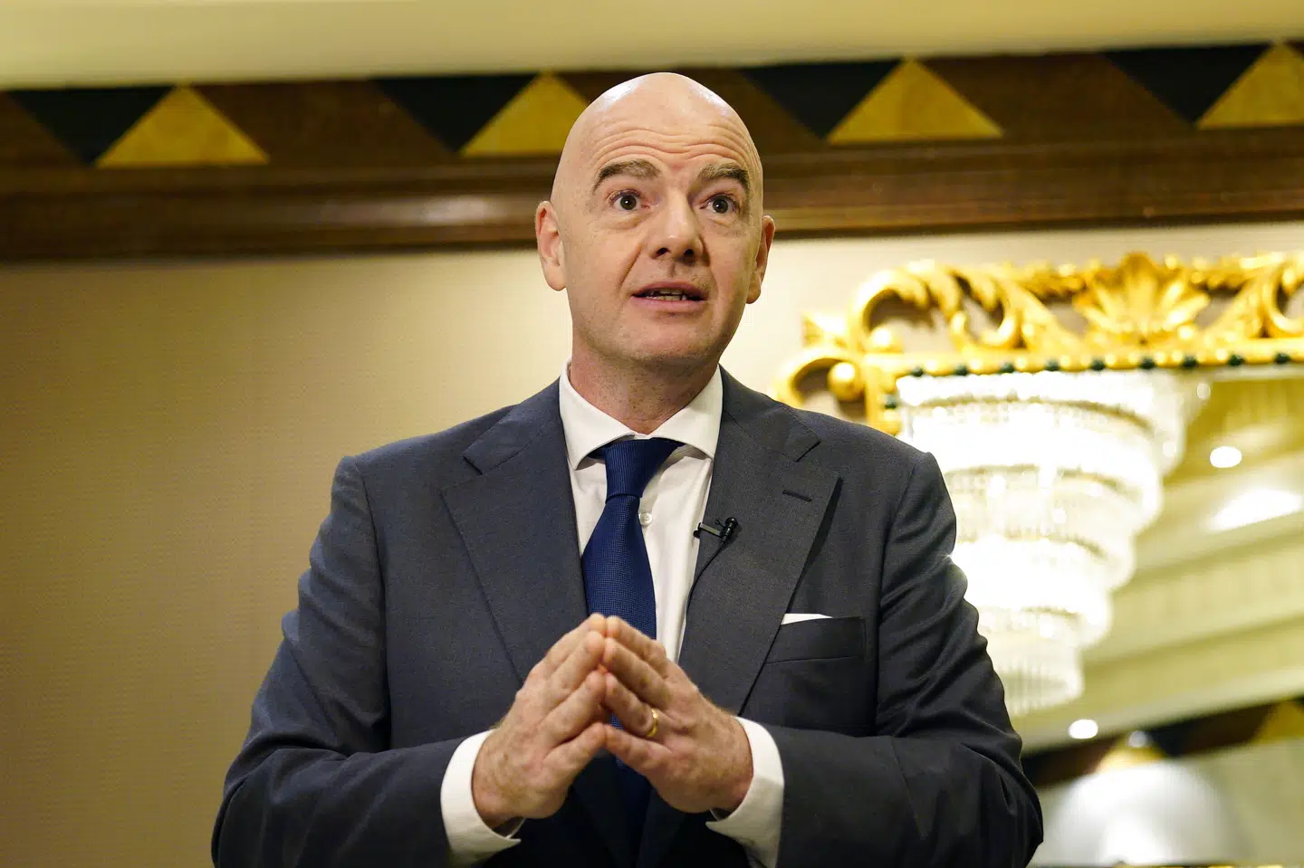 Gianni Infantino, der er præsident for Fifa, er på genvalg til marts til en ny fireårig periode uden modkandidater. DBU har meldt ud, at man ikke støtter Infantino. Lujain Jo/Ritzau Scanpix