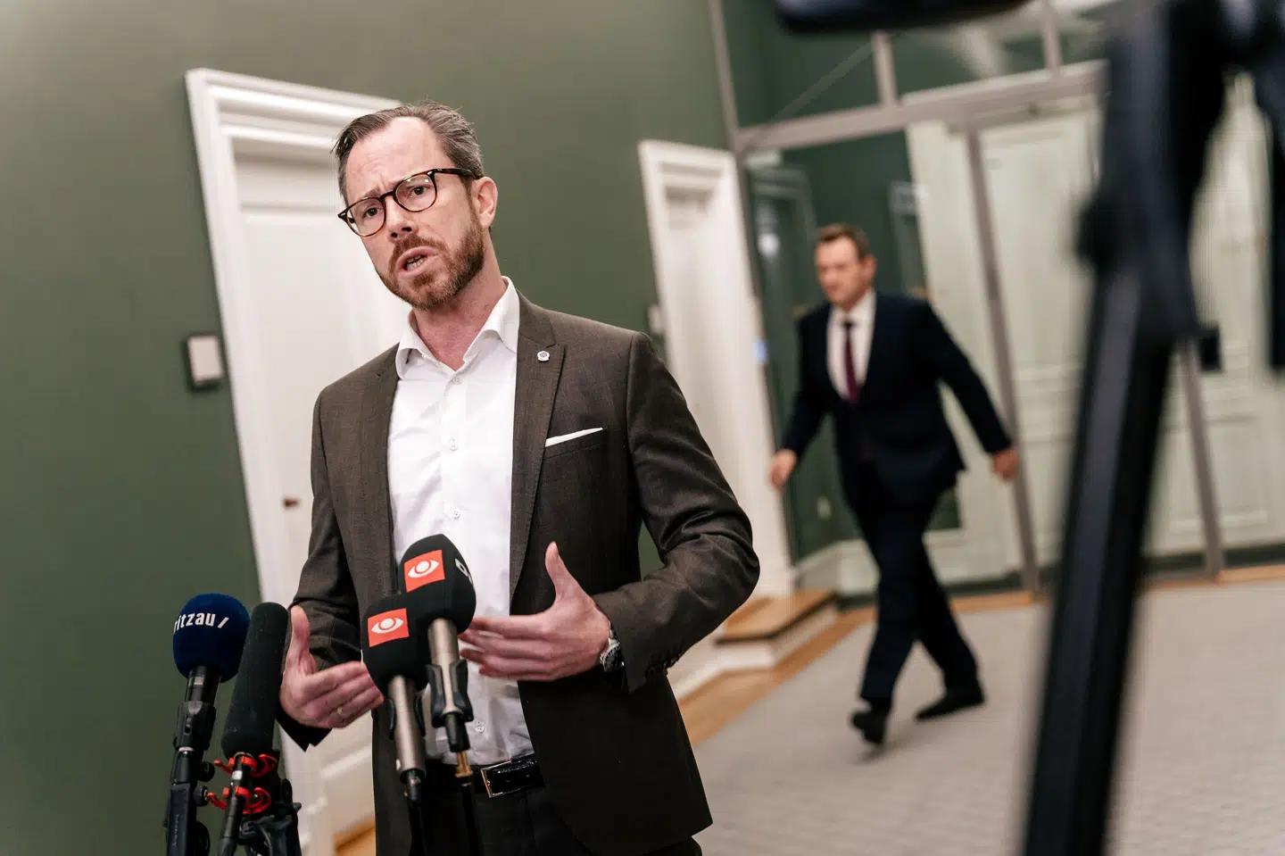 Jakob Ellemann-Jensen (V) møder pressen efter regeringsforhandlinger i Statsministeriet på Christiansborg. Emil Helms/Ritzau Scanpix