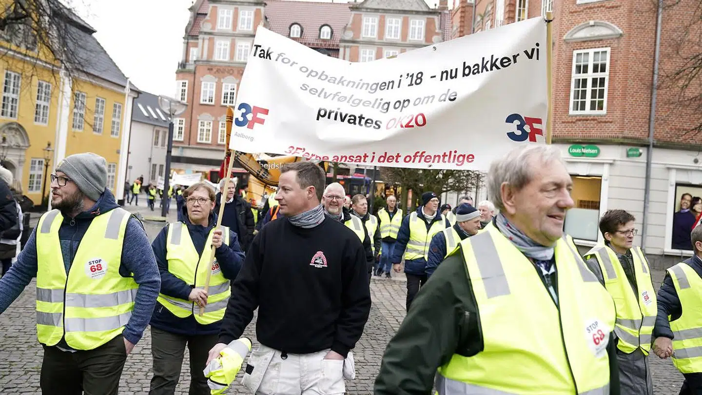 Der er risiko for strejker ved de kommende overenskomstforhandlinger. Her er en demonstration fra OK20.