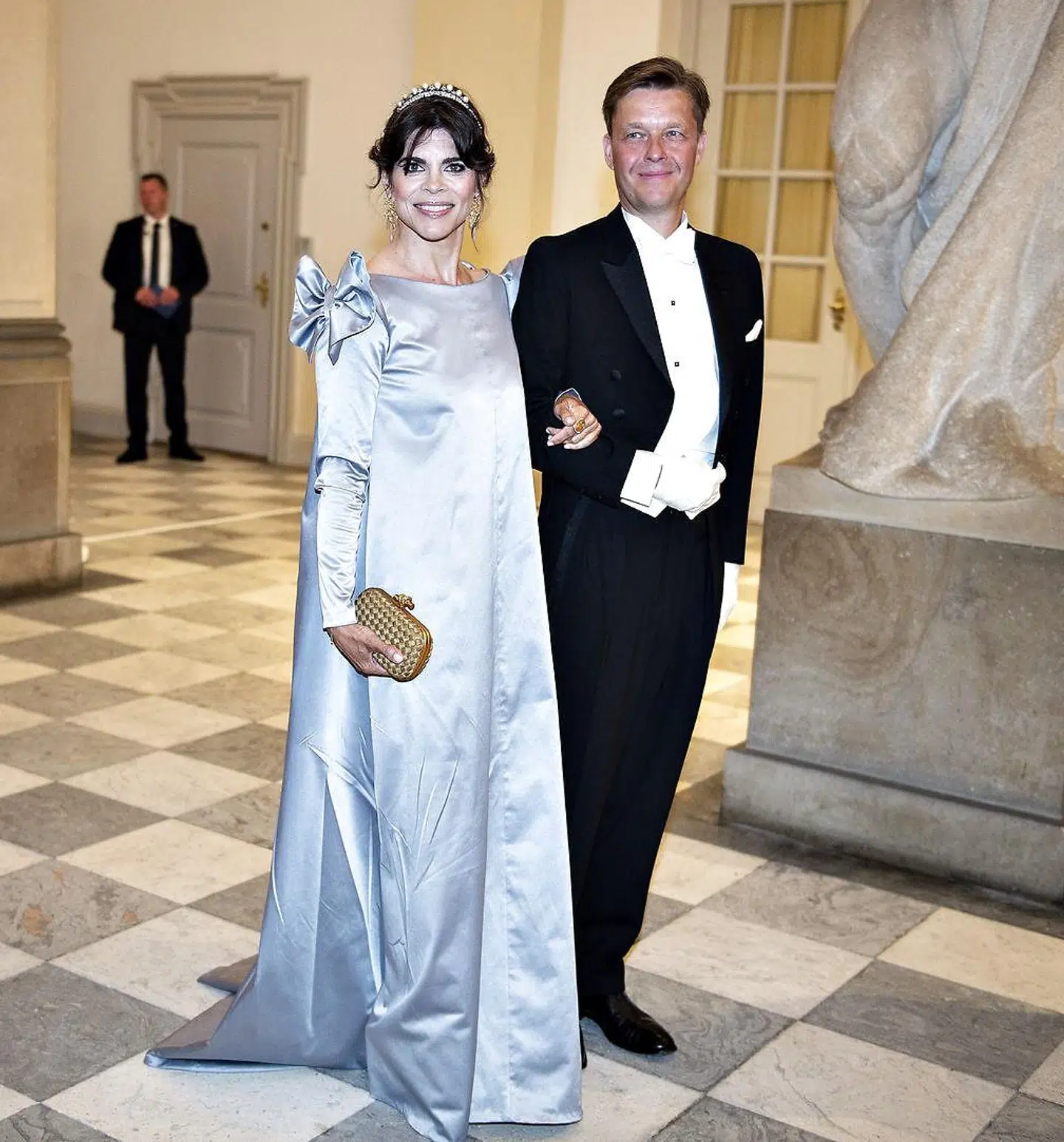 Ellen Hillingsø med sin mand, Christoffer Castenskiold, ved gallataffel i anledning af kronprins Frederiks 50-års fødselsdag i 2018.