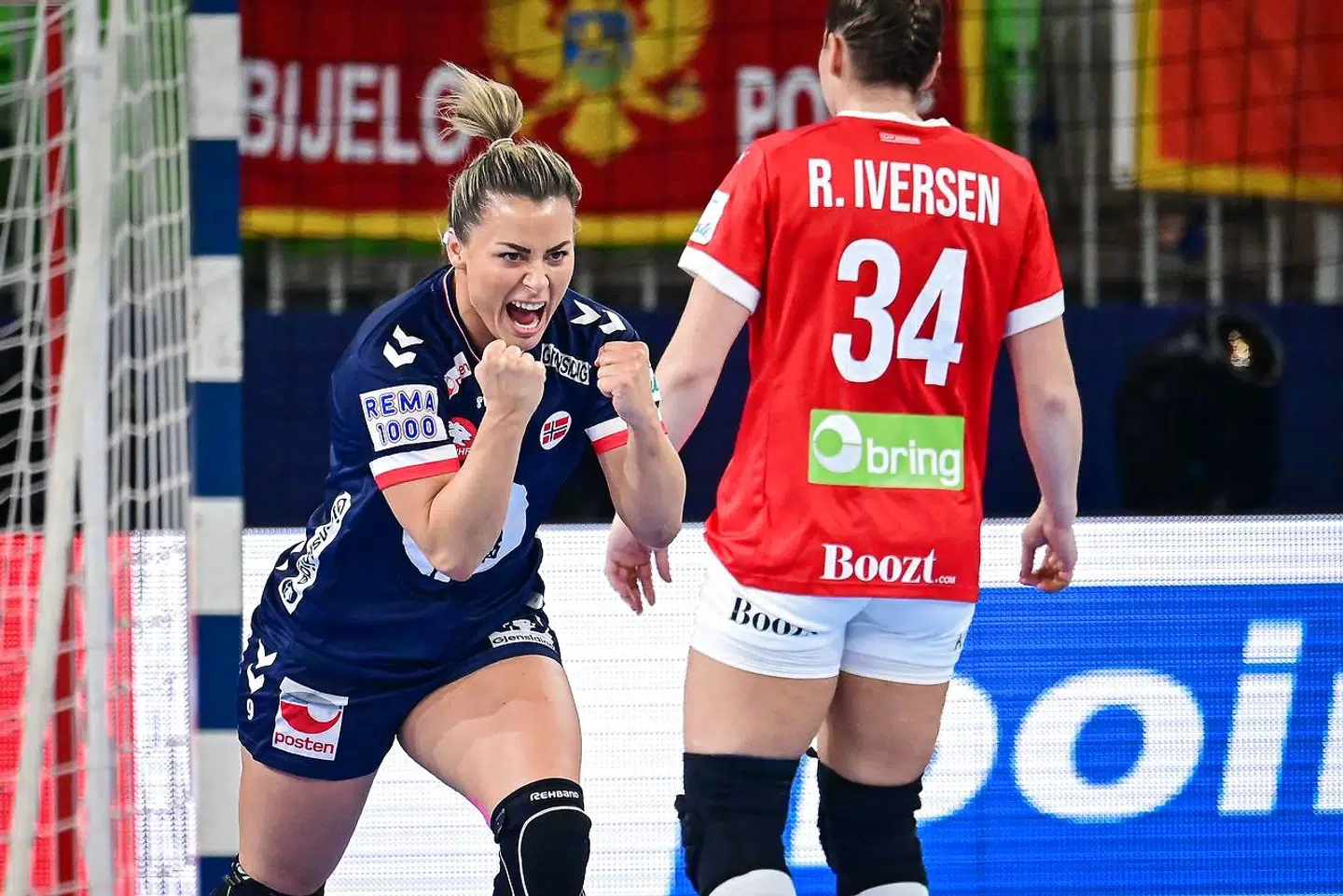 Norway's Nora Mork reacts during the Women's EHF Handball European Championship EURO 2022 final match between Denmark and Norway at the Arena Stozice in Ljubljana, Slovenia on November 20, 2022. (Photo by Jure Makovec / AFP)