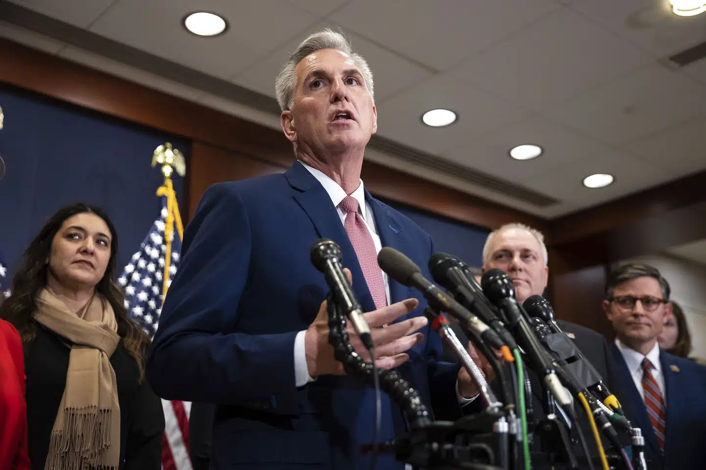 Kevin McCarthy blev tirsdag udpeget som partiets nominerede til at blive formand for Repræsentanternes Hus. Det skete ved en intern afstemning. Francis Chung/E/Ritzau Scanpix