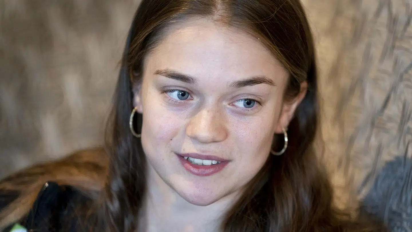 Emma Friis under pressemøde med håndboldkvinderne i Ljubljana, Slovenien, lørdag 12. november 2022. (Foto: Liselotte Sabroe/Ritzau Scanpix)