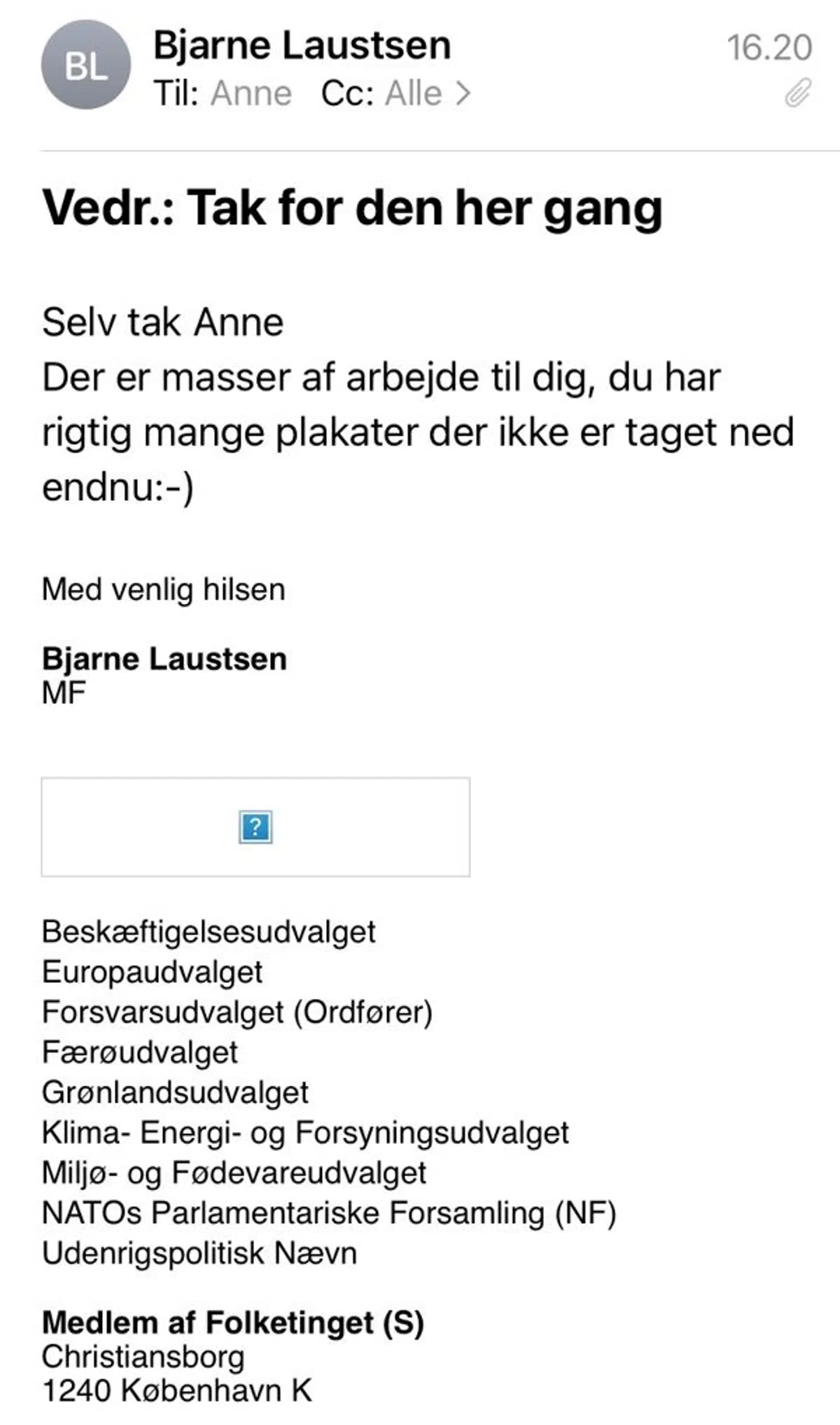 Bjarne Laustsens svar til Østergaard, som er blevet tolket som noget bittert og hoverende.