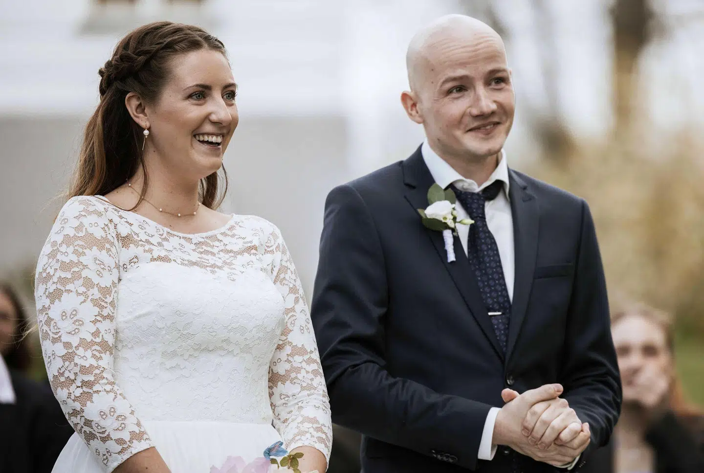 Patrick Kim Nielsen og Olivia Bak-Christensen har kun sagt 'hej' af pligt, siden de skiltes i programmet.