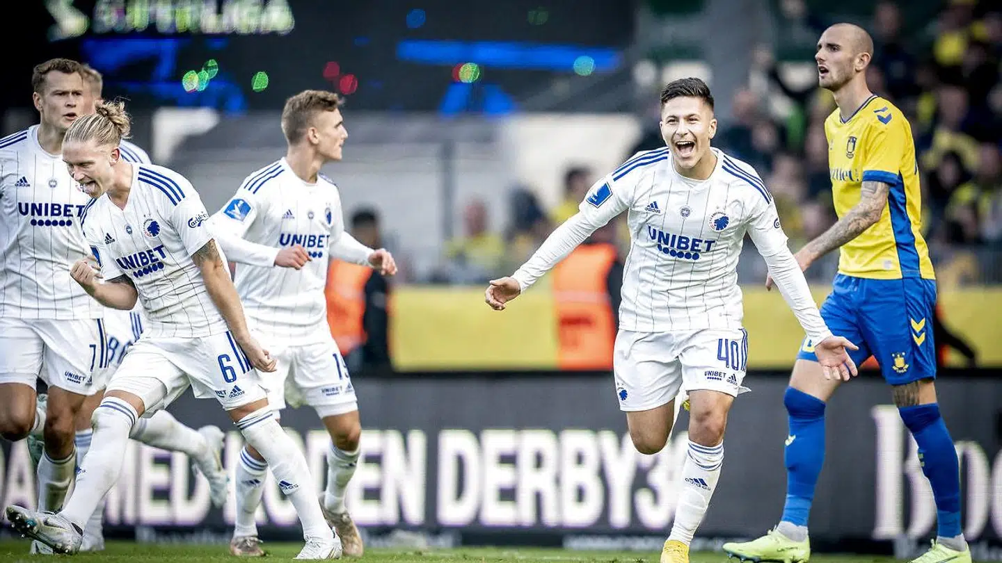 Roony Bardghji (th.) udligner til 1-1 mod Brøndby dybt inde i overtiden.