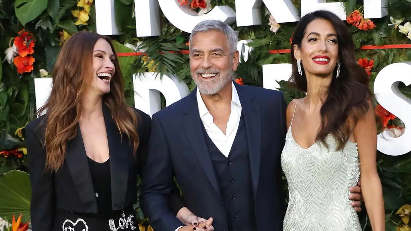 Julia Roberts, George Clooney og Amal Clooney.
