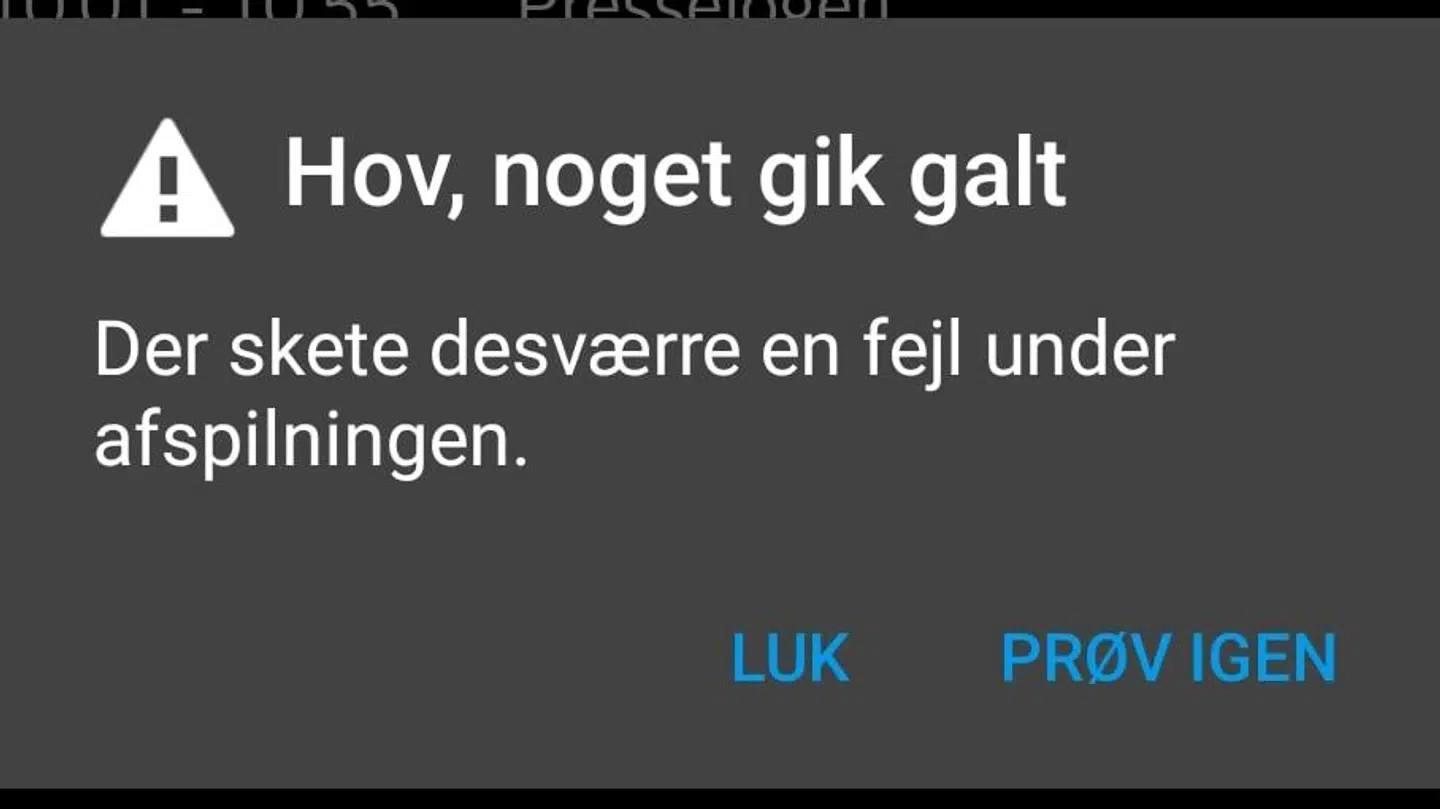Sådan så det ud på TV 2 Play, da platformen gik i sort under landskampen mellem Danmark og Kroatien i september.
