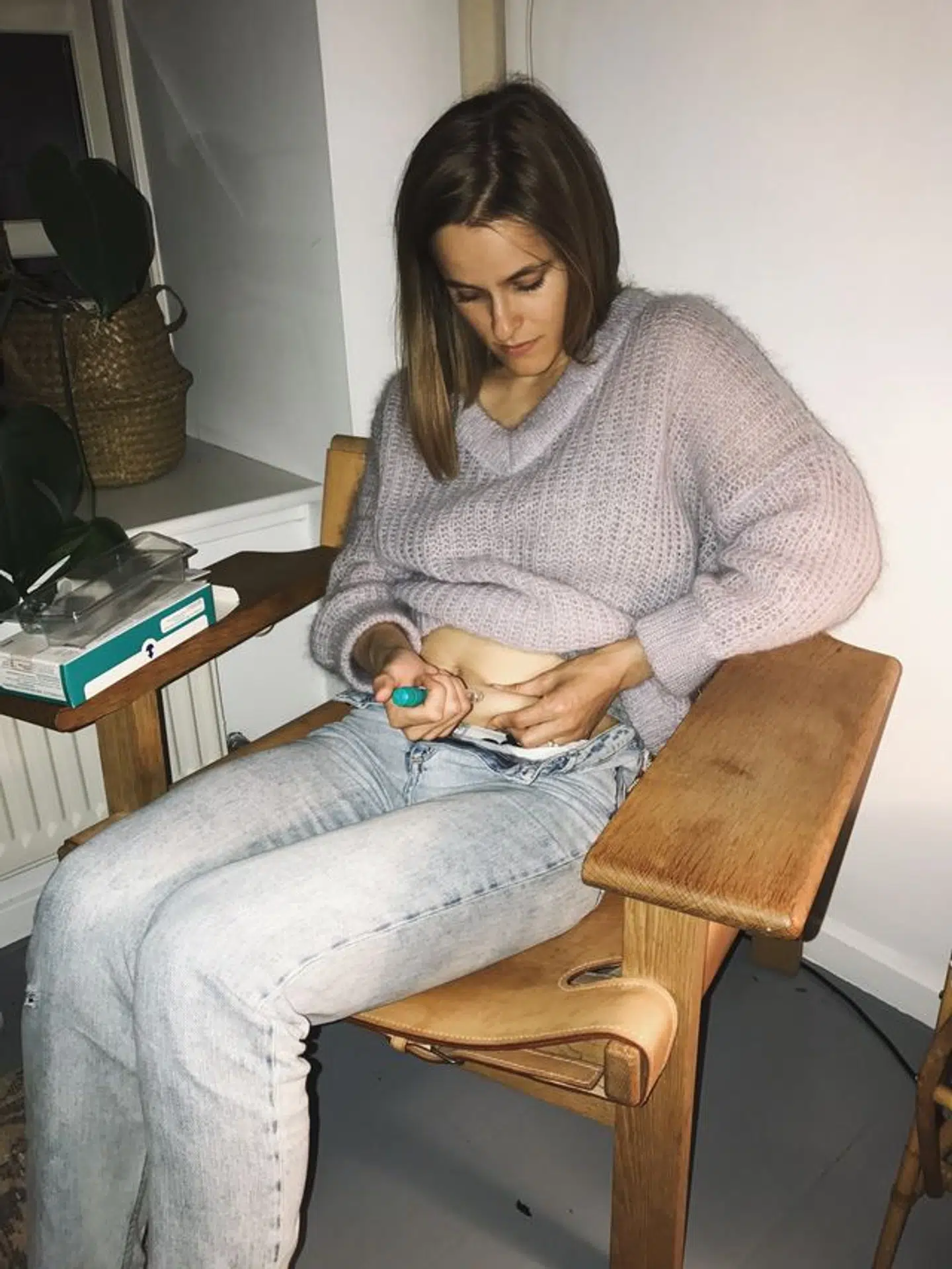 Under fertilitetsbehandlingen måtte Cathrine Widunok Wichmand to gange om dagen sprøjte sig med hormoner. Privatfoto