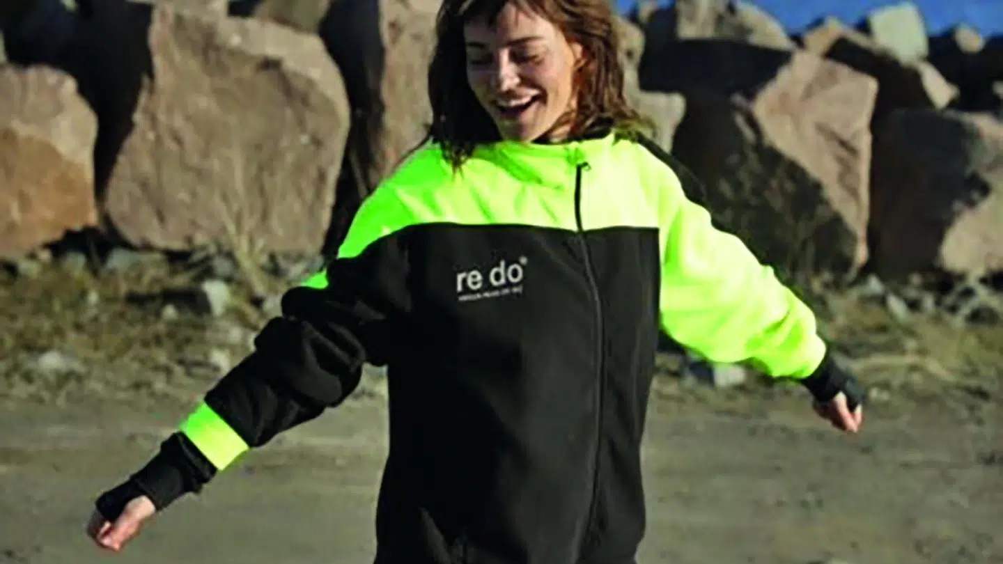 Sarah Grünewald i sit eget sportsmærke Re Do, som nu har fået Albert Rosin Harson som model.