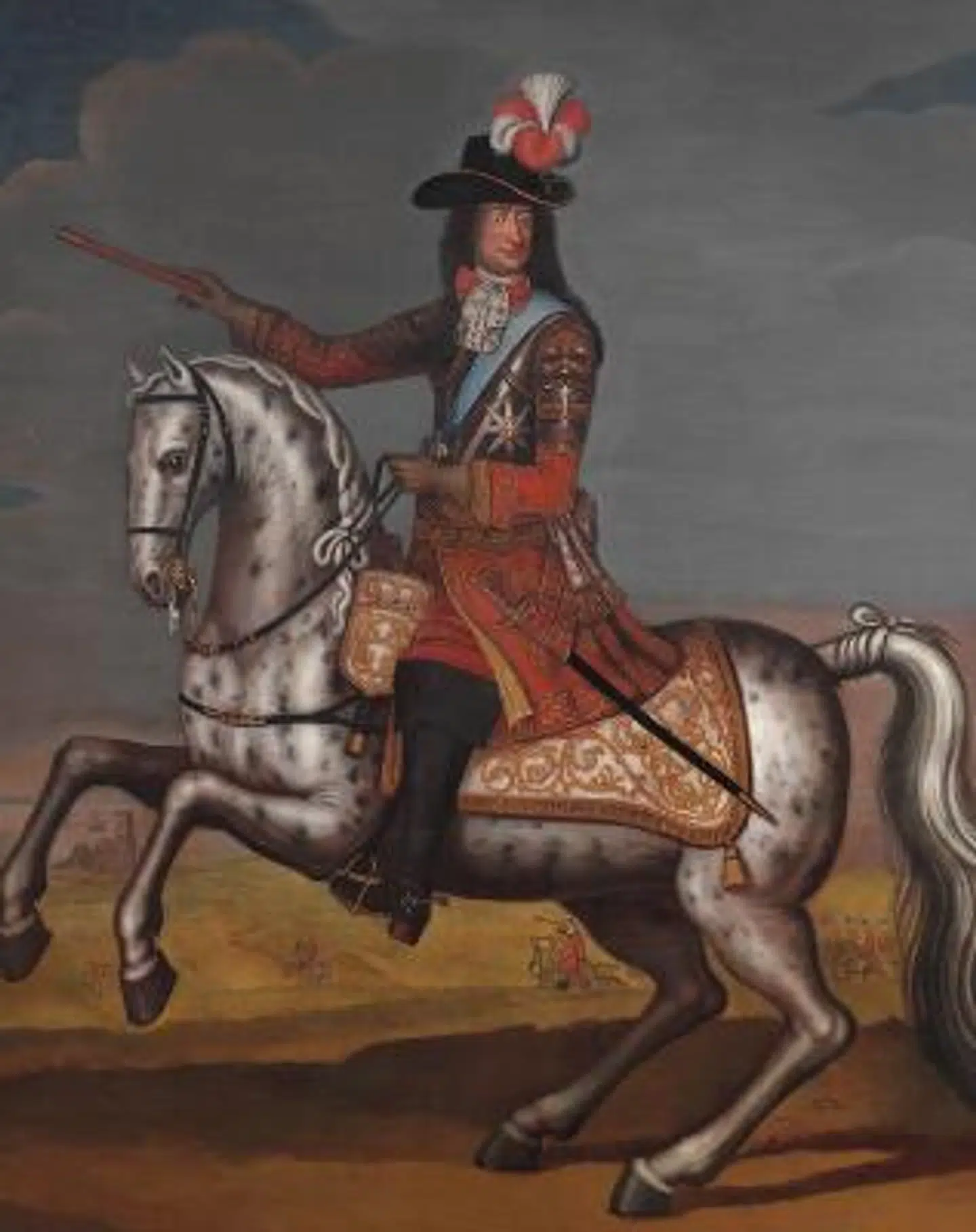 Dette portræt af Christian V til hest ved Helsingborgs belejring 1676 under Den Skånske Krig 1675-79 kan også erhverves.