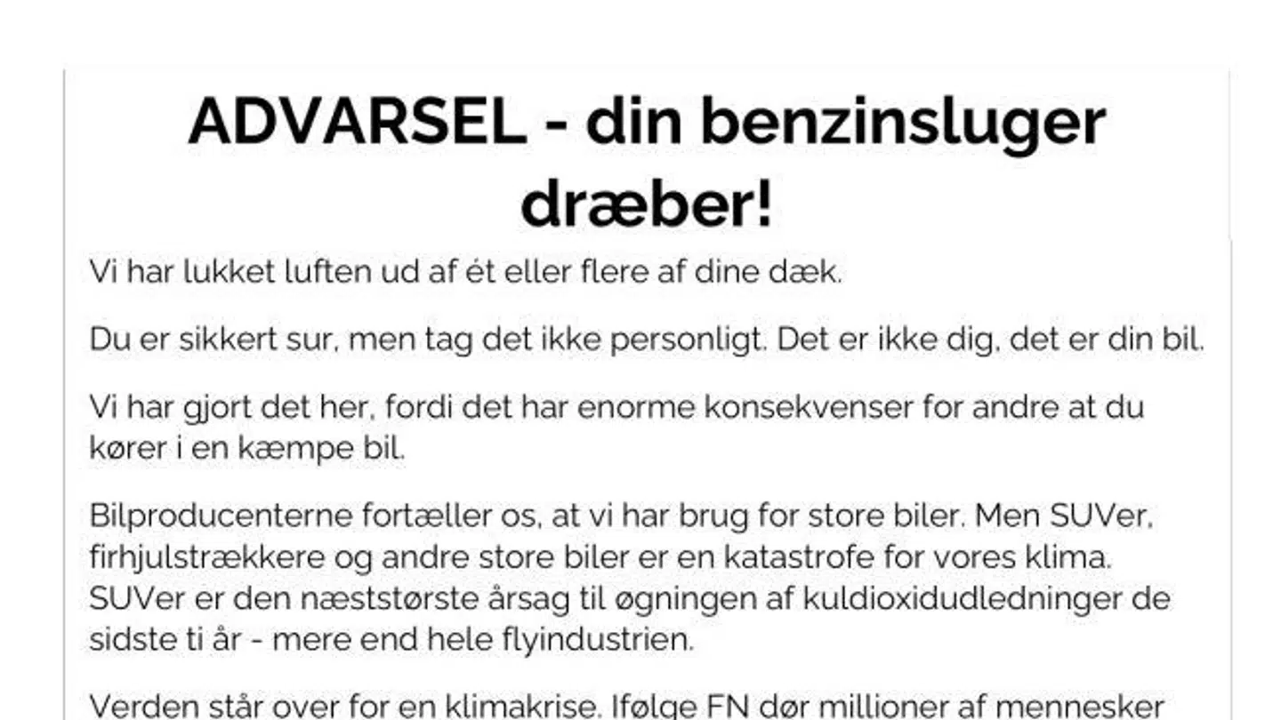 Sådan ser beskeden ud til bilejerne.
