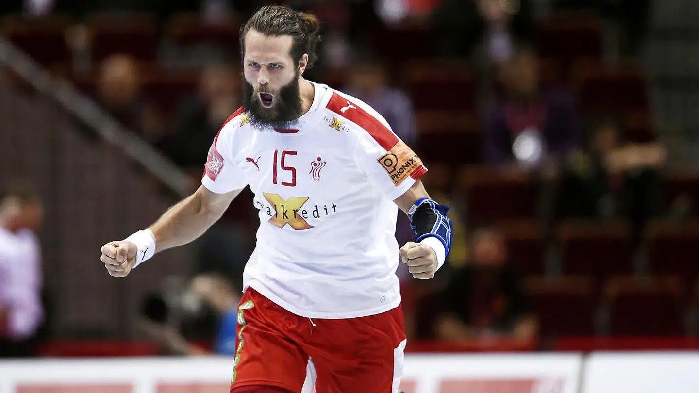 (ARKIV) EM kamp mellem Danmark og Montenegro. Danmarks Jesper Nøddesbo efter scoring i Gdansk, den 7. december 2016.