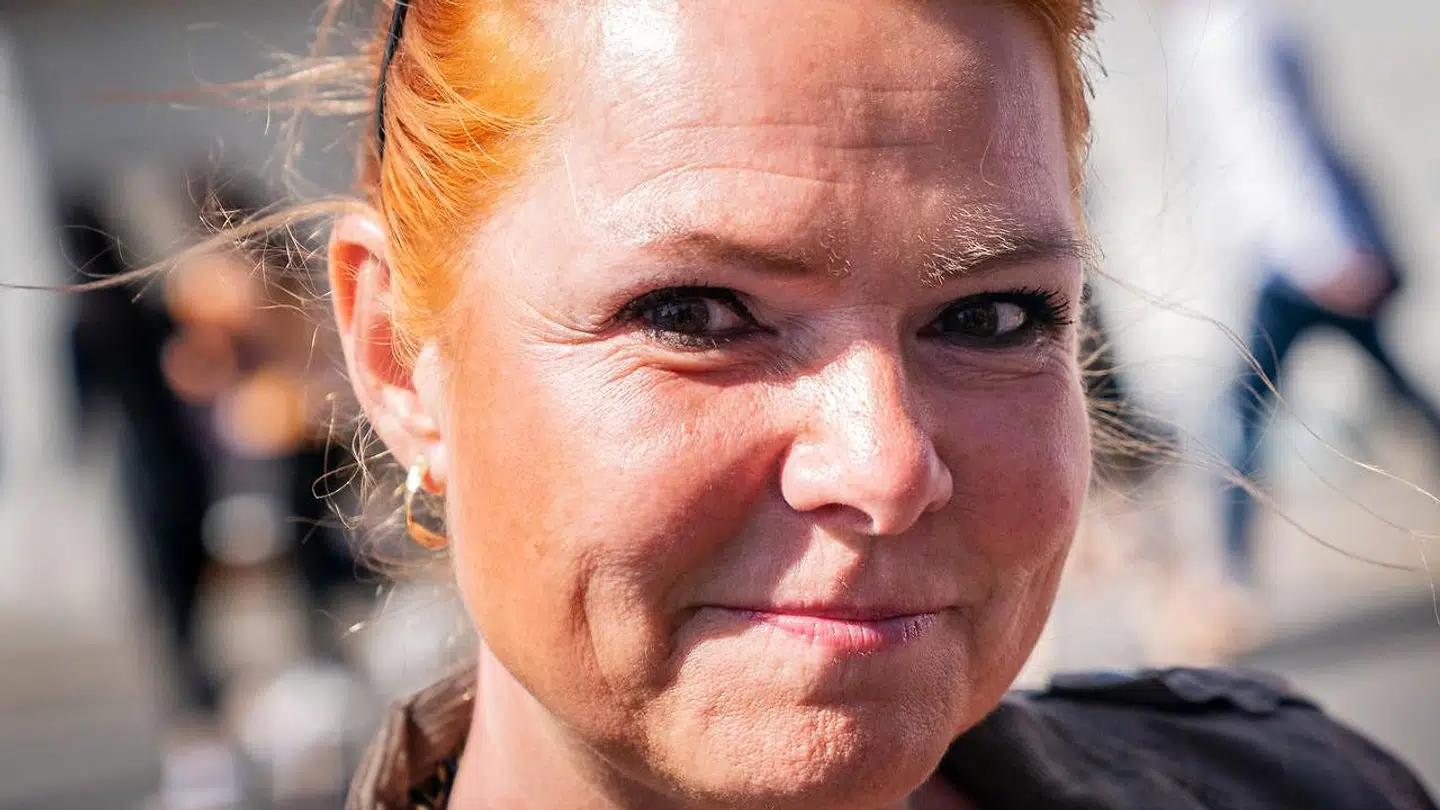 Inger Støjberg udtaler sig til pressen på Folkemødet i Allinge på Bornholm, fredag den 17. juni 2022. (Foto: Ida Marie Odgaard/Ritzau Scanpix)