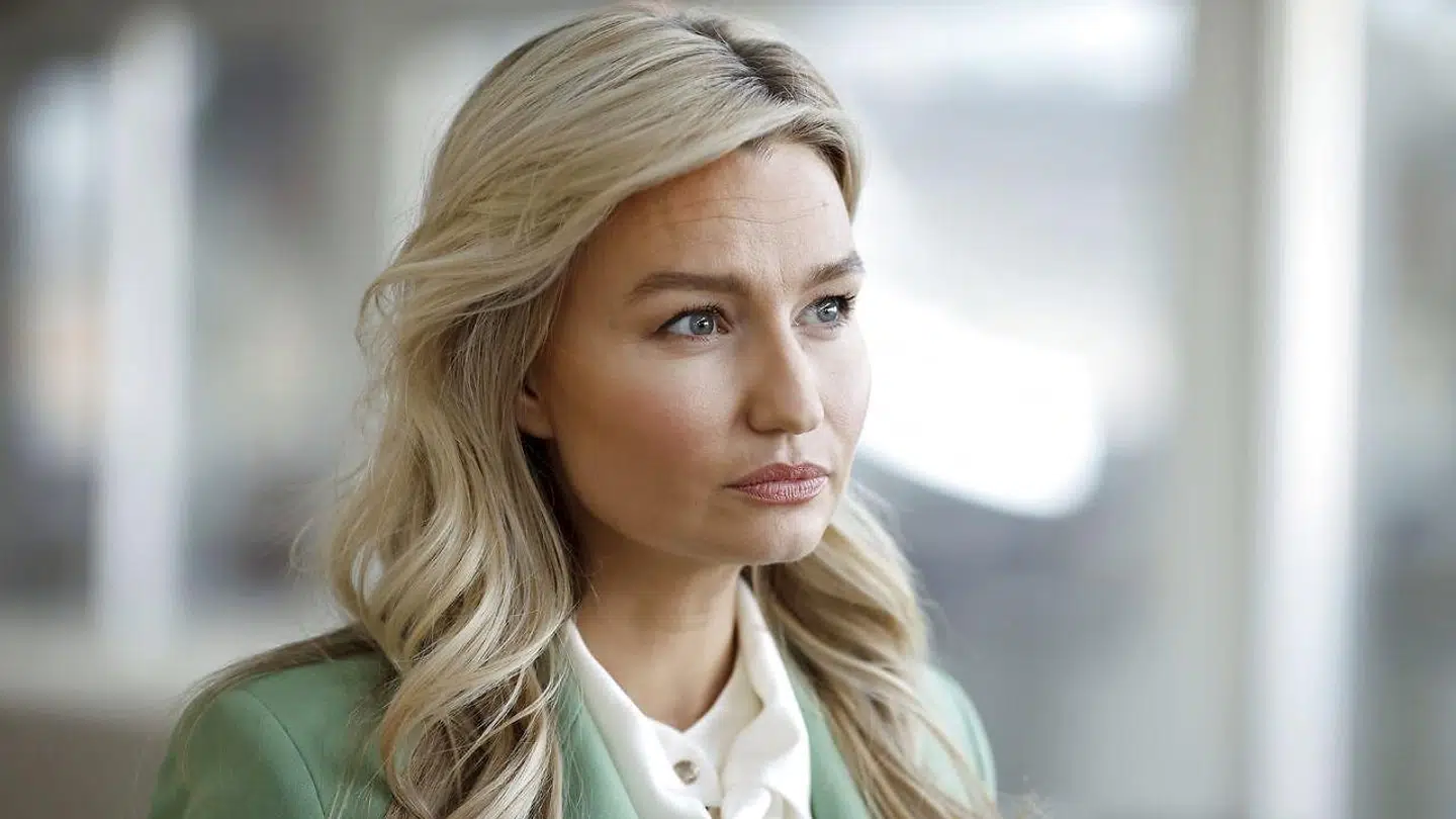 Partileder Ebba Busch, Kristdemokraterna, på onsdagens pressemøde.