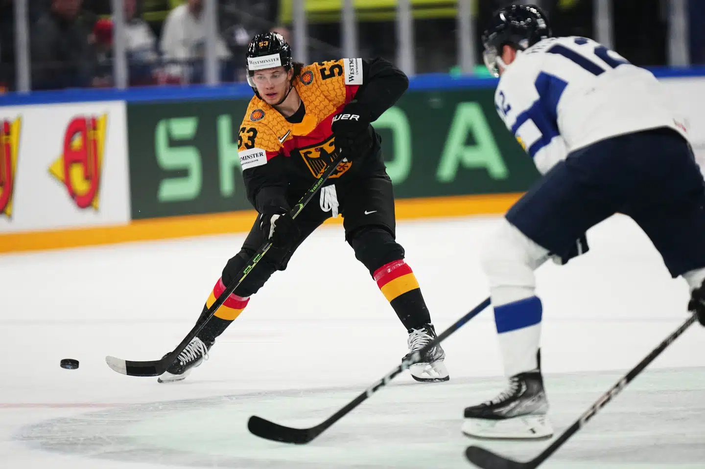 NHL-backen Moritz Seider er en af de bærende spillere på det tyske VM-hold. Pavel Golovkin/Ritzau Scanpix