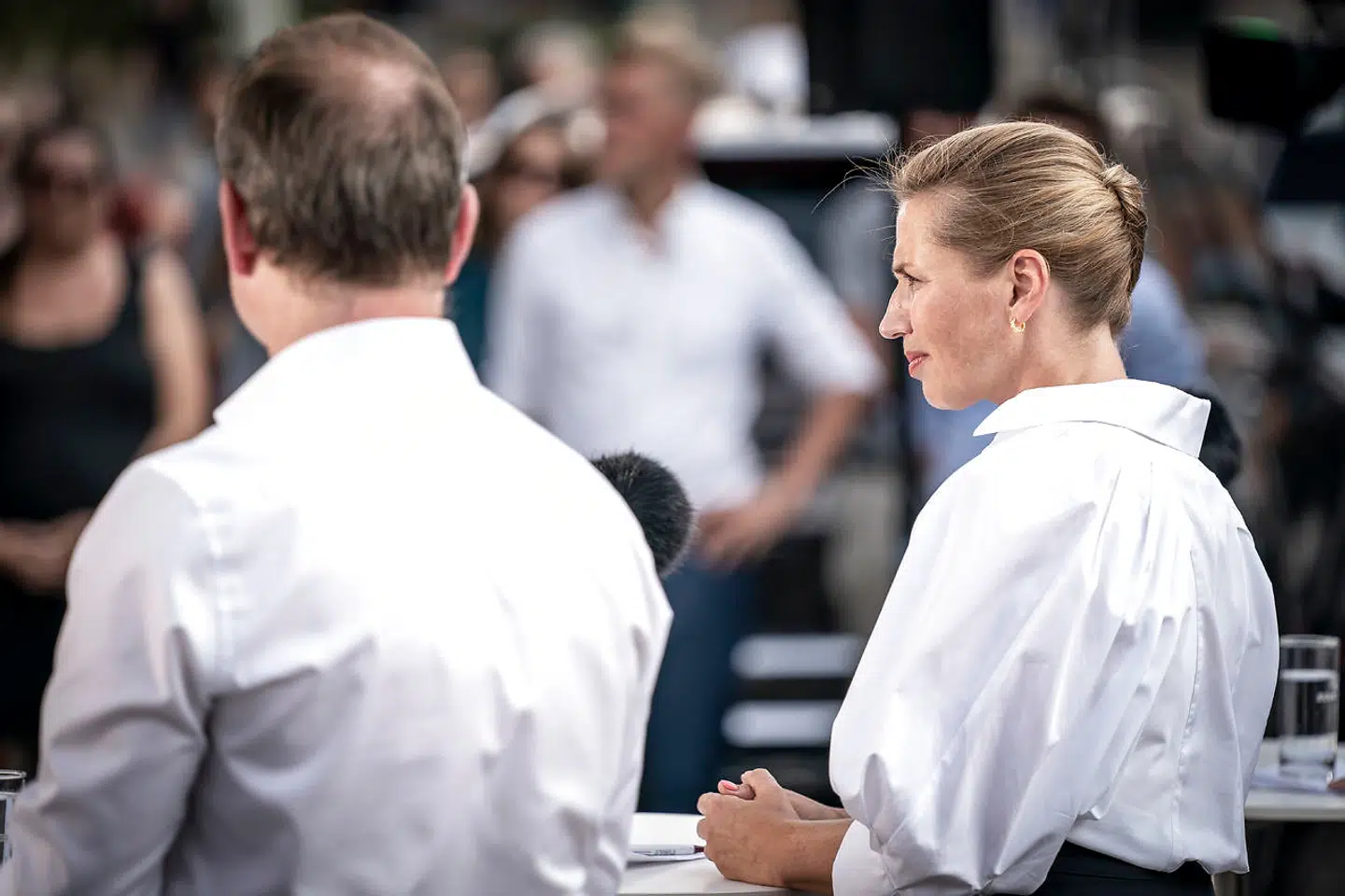 Statsminister Mette Frederiksen i forbindelse med at Socialdemokratiet holder pressemøde under partiets sommergruppemøde i Odense, tirsdag den 16. august 2022.