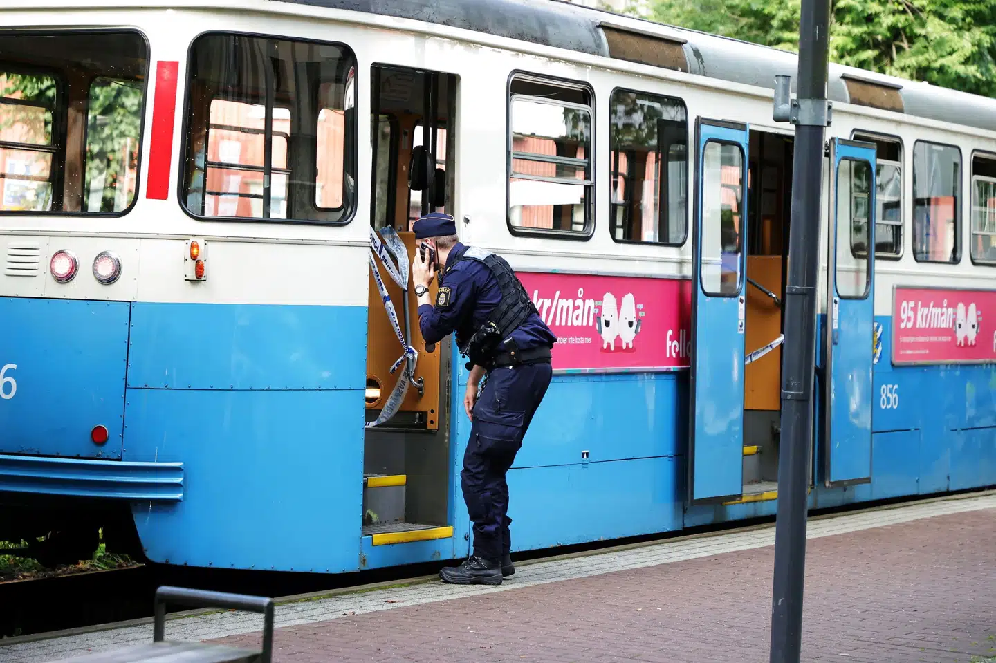 Politiet efterforsker en skudepisode i en sporvogn i Göteborg som drabsforsøg. 9200 Adam Ihse/Tt/Ritzau Scanpix