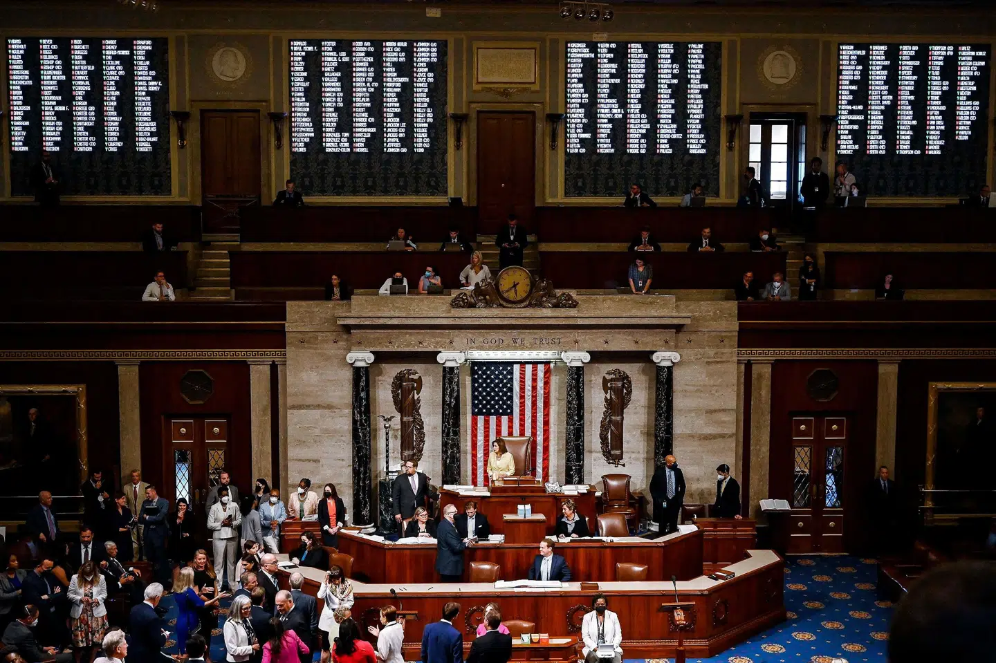 Repræsentanternes Hus i USA godkendte fredag Joe Bidens milliardpakke til klima og sundhed. Olivier Douliery/Ritzau Scanpix