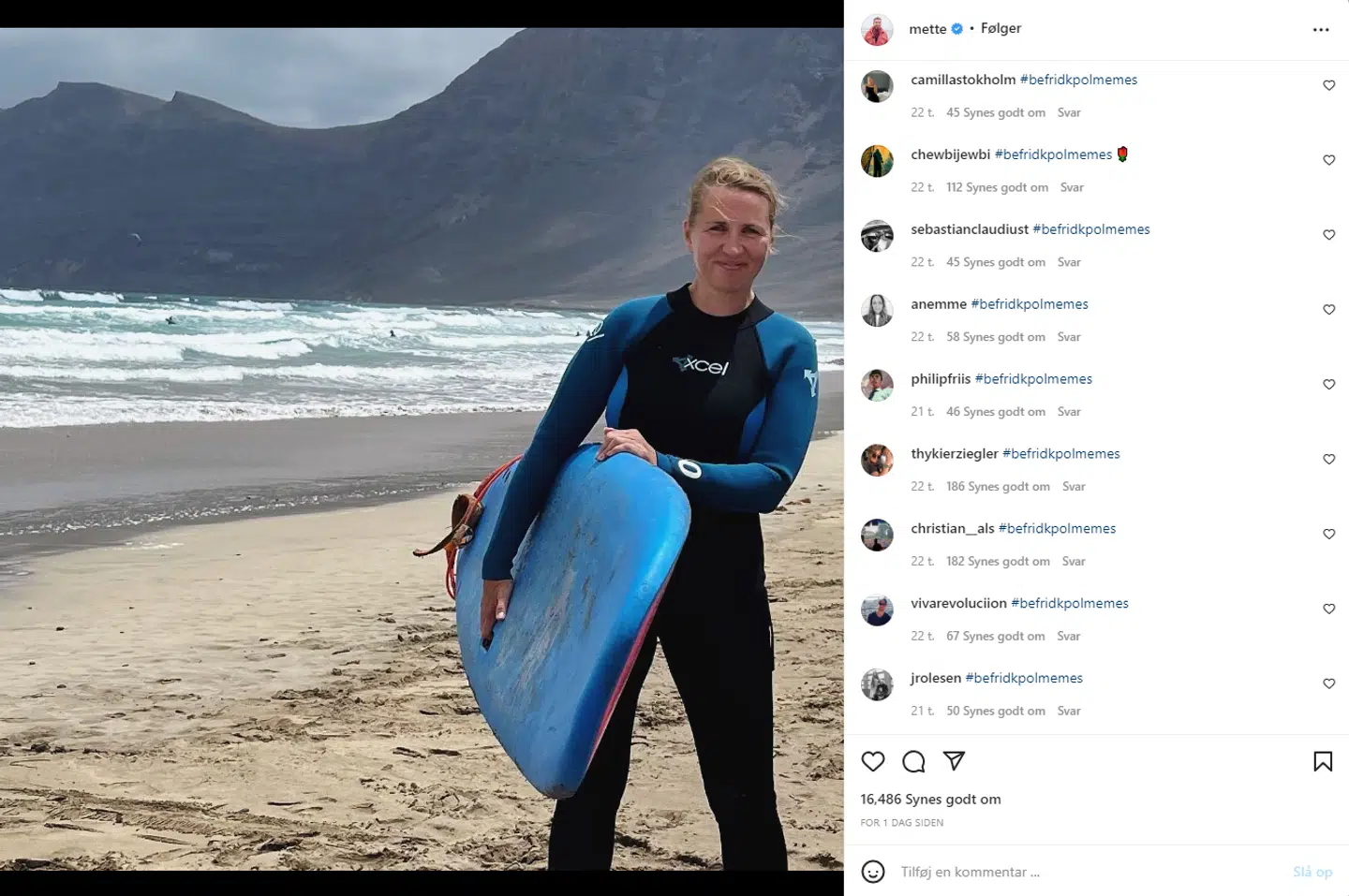 Mette Frederiksens feriebillede på Instagram.