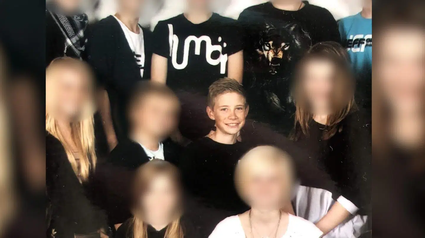 Skolefoto af Jonas Vingegaard fra 8. klasse.