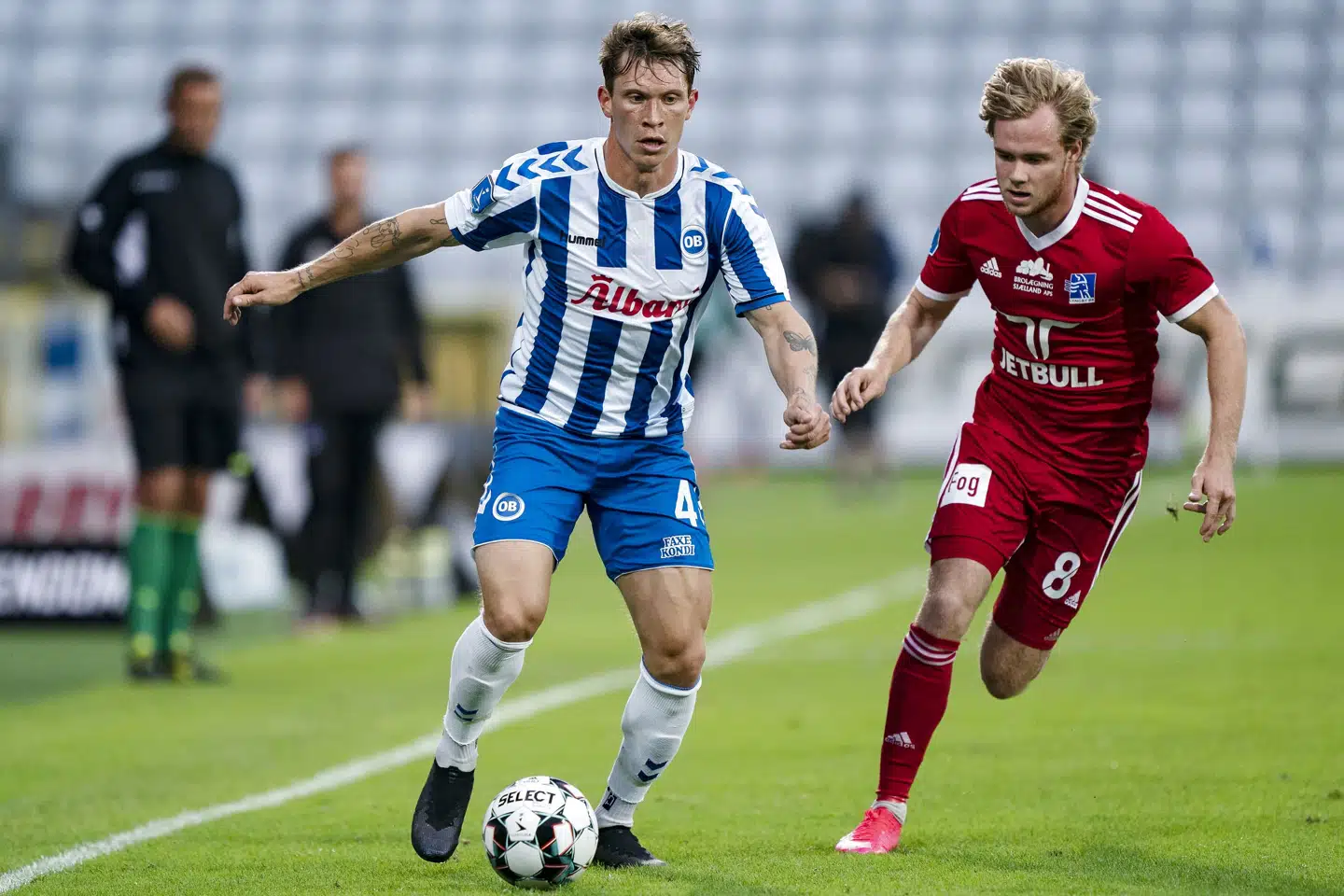 Ryan Johnson Laursen (tv.) har spillet 111 kampe for OB. Claus Fisker/Ritzau Scanpix