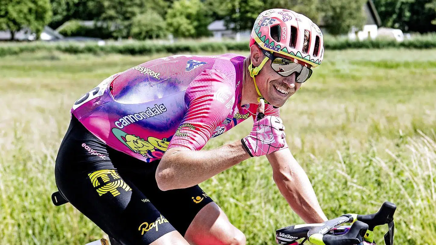 Magnus Cort efter at han havde sikret sig den prikkede bjergtrøje i Danmark – lørdag den 2. juli.