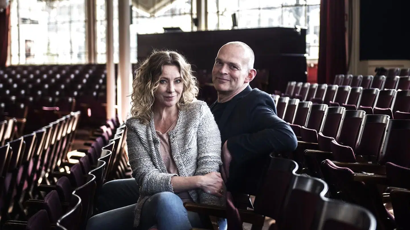 Skuespiller Niels Olsen og instruktør Joy-Maria Frederiksen. Fotograferet i Glassalen i Tivoli den 17. marts 2016.