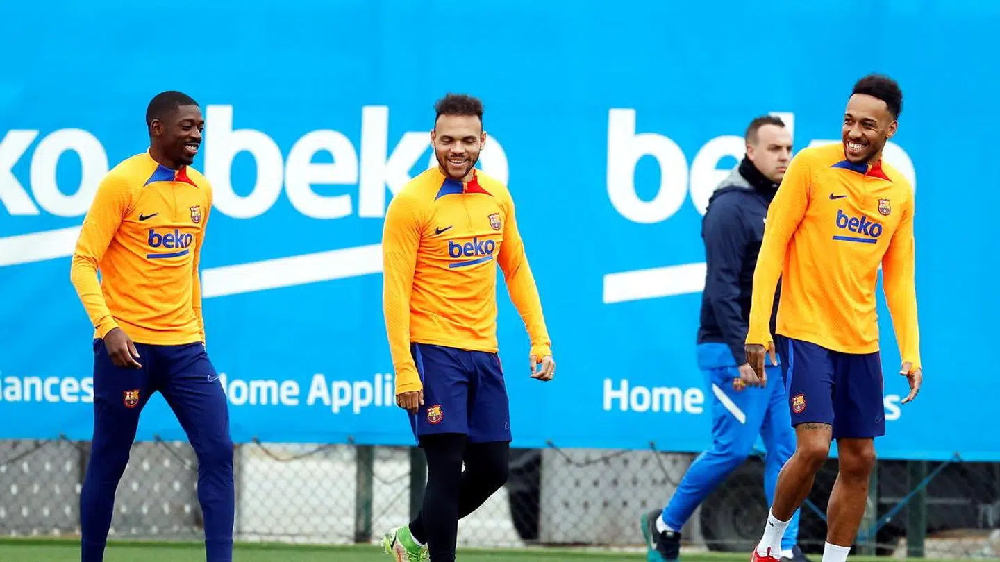 Ousmane Dembele, Martin Braithwaite og Pierre-Emerick Aubameyang.