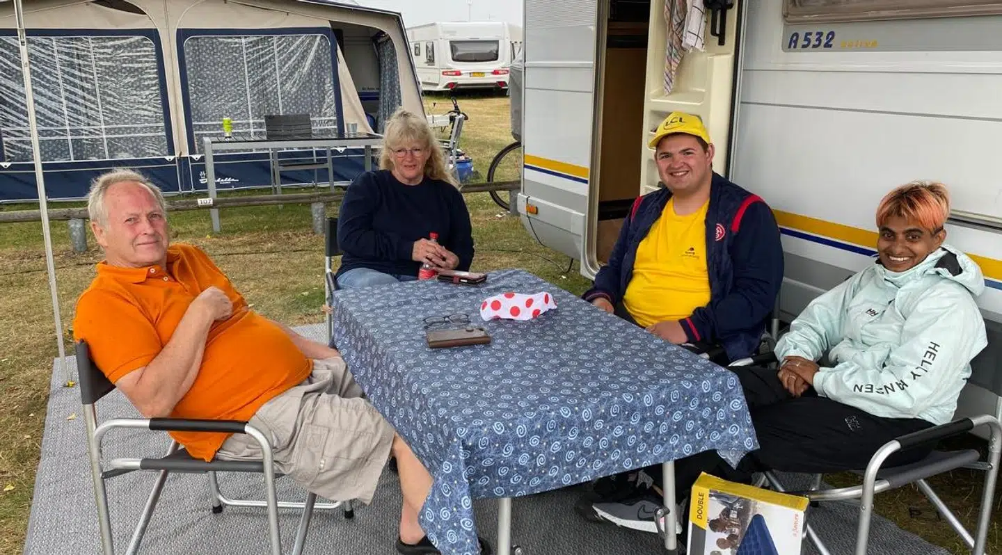 Jens Peter Hammer, hans hustru, svigersøn og datter glæder sig over, at Tour de France er kommet til Danmark.