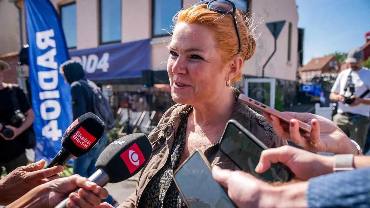 Inger Støjberg udtaler sig til pressen på Folkemødet i Allinge på Bornholm, fredag den 17. juni 2022. (Foto: Ida Marie Odgaard/Ritzau Scanpix)