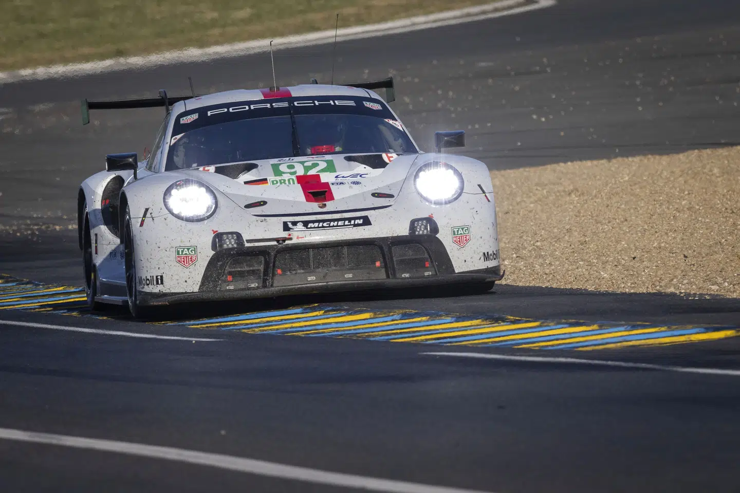 Michael Christensen lå til en topplacering i Porsche-bilen før en kostbar punktering under dette års Le Mans. Jeremias Gonzalez/Ritzau Scanpix