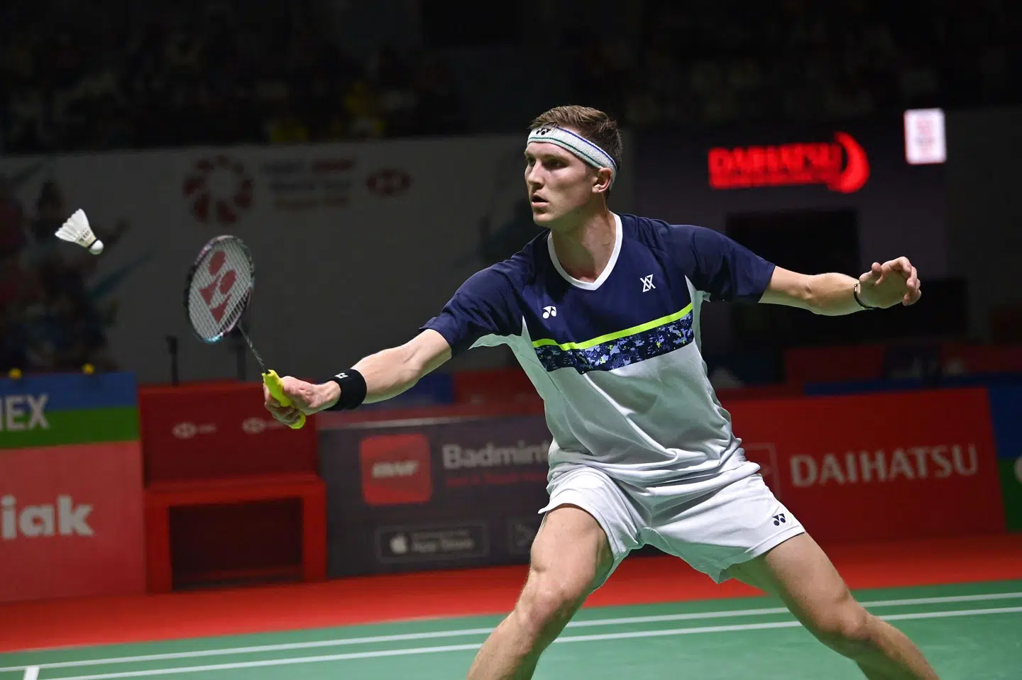 Viktor Axelsen vandt i to sæt i Indonesia Masters. Adek Berry/Ritzau Scanpix