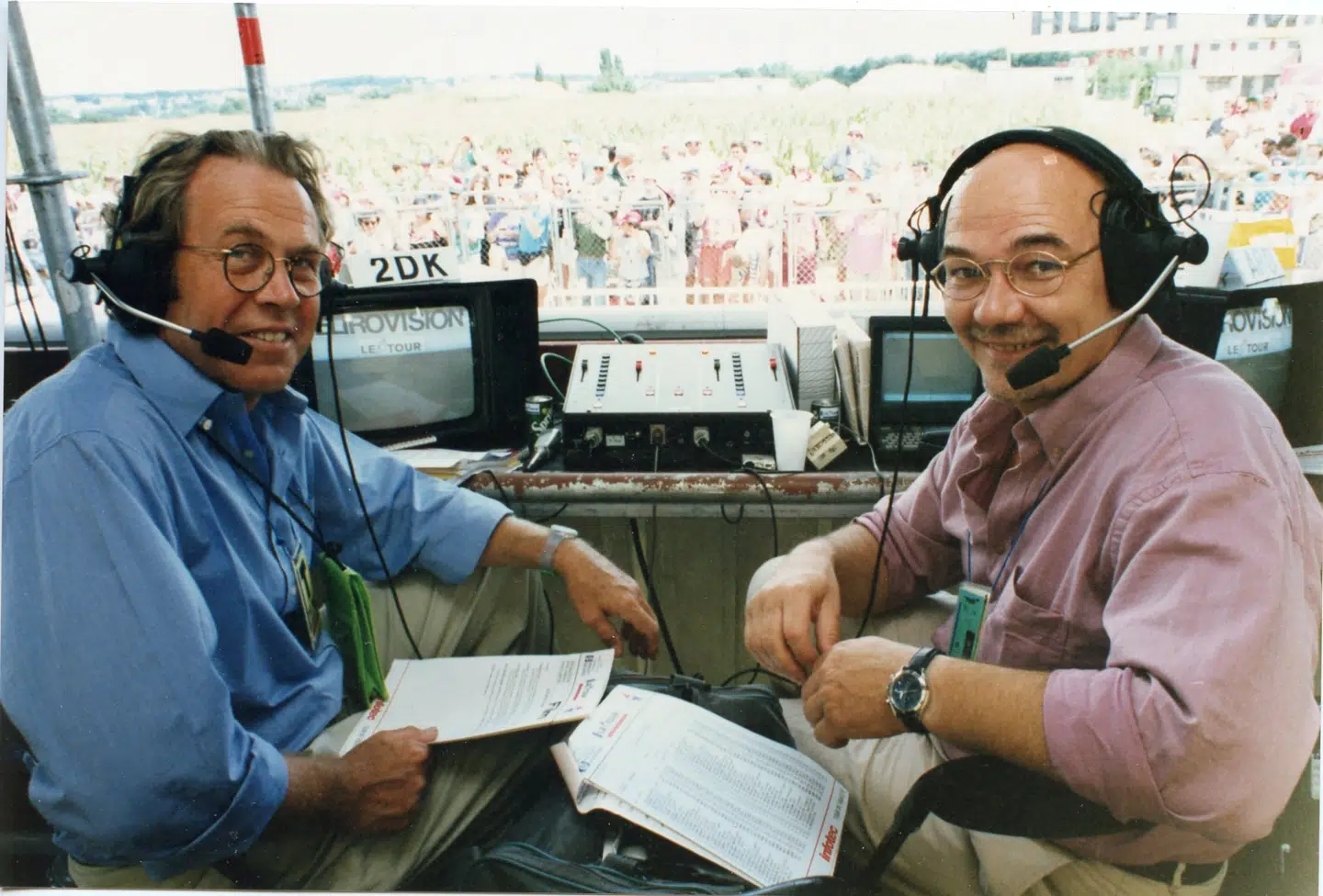 Jørgen Leth og Jørn Mader i kommentatorboksen